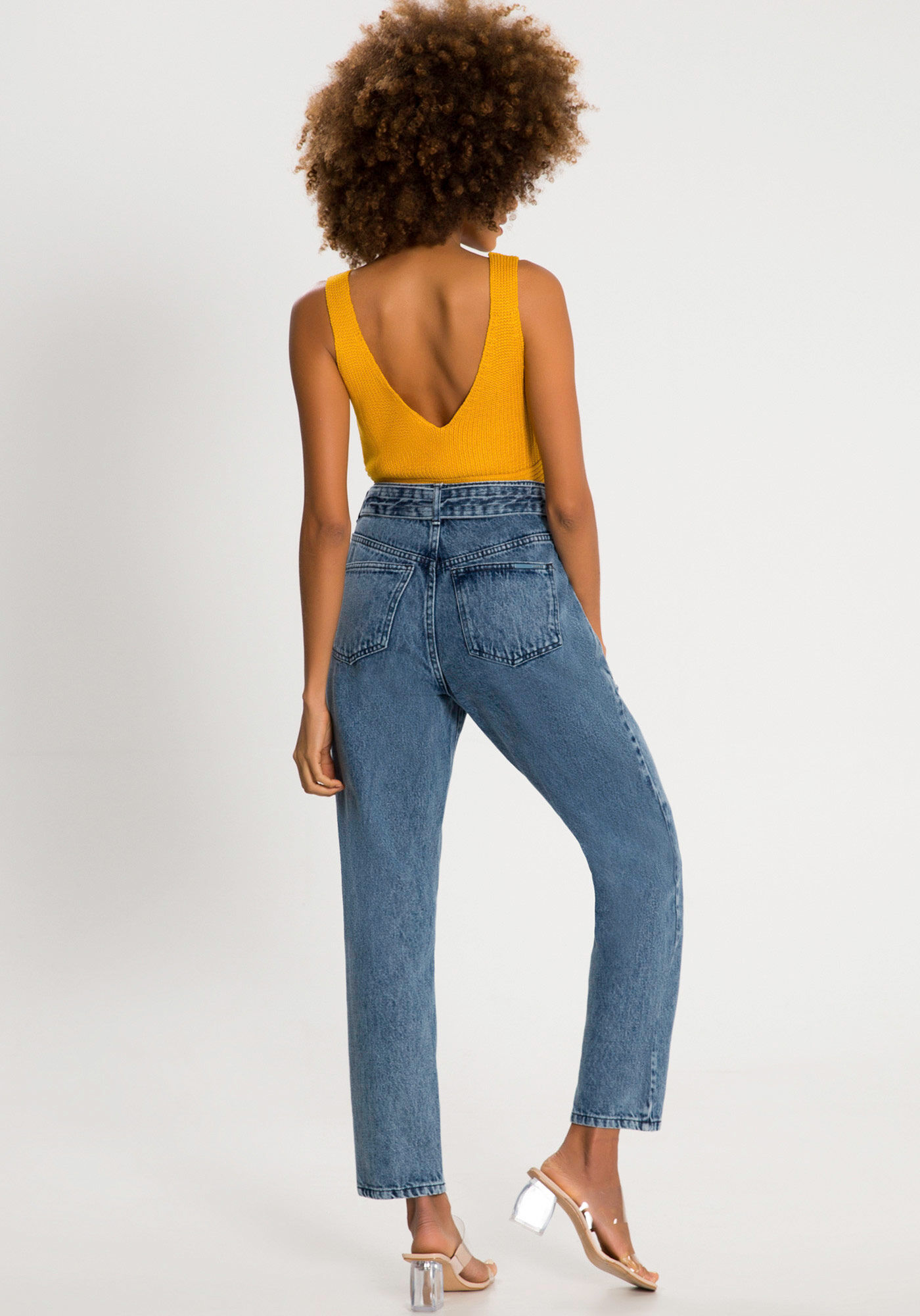 Calça jeans reta cintura alta hot sale