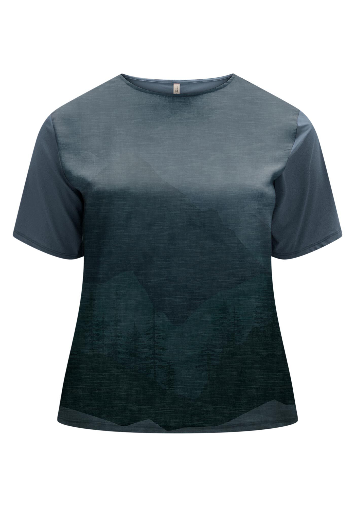 Blusa Plus Size Estampada De Mangas Curtas Com Gola Redonda, , large.