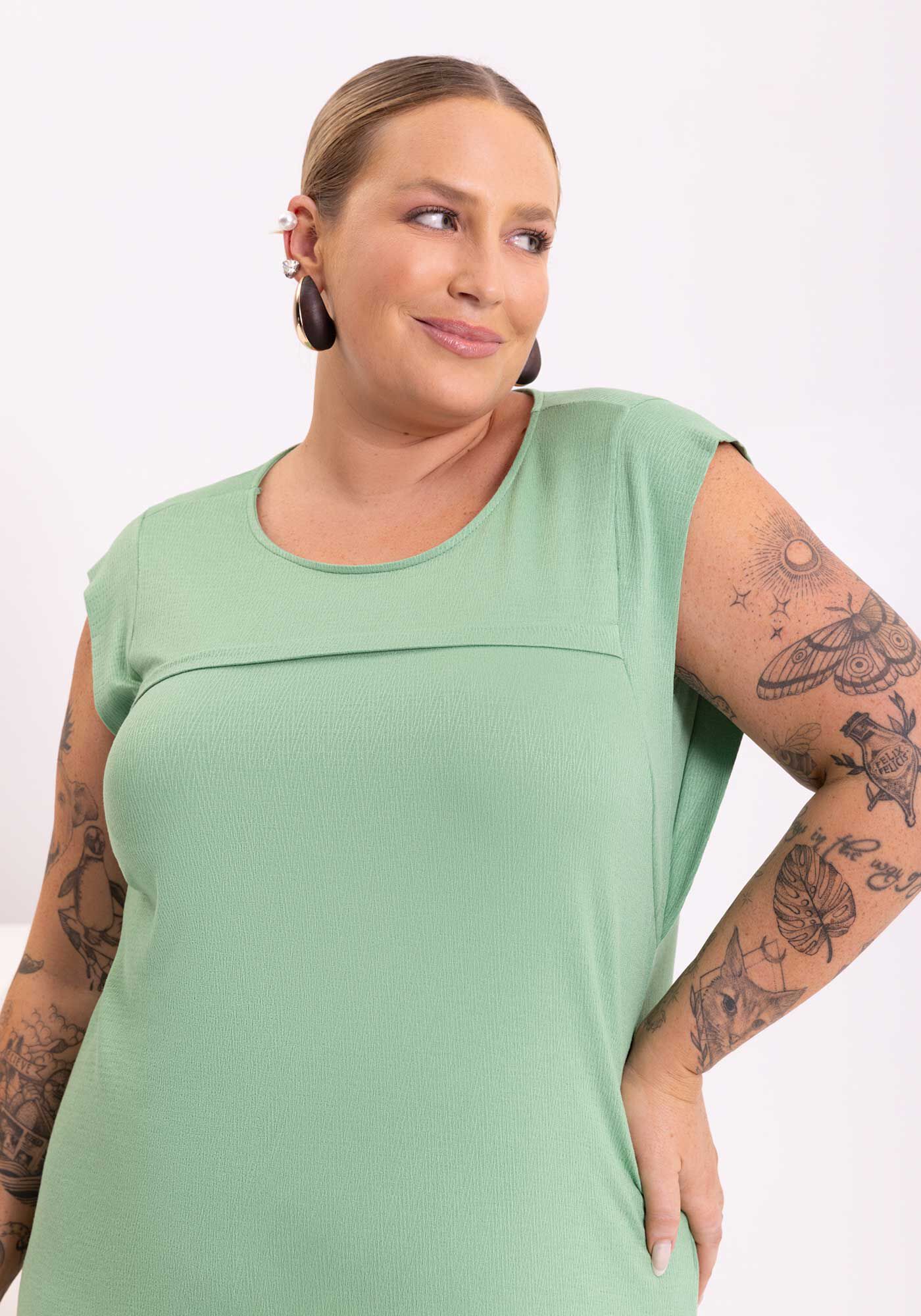 Vestido Curto Com Recorte No Busto Em Malha De Viscose, VERDE SLAB, large.