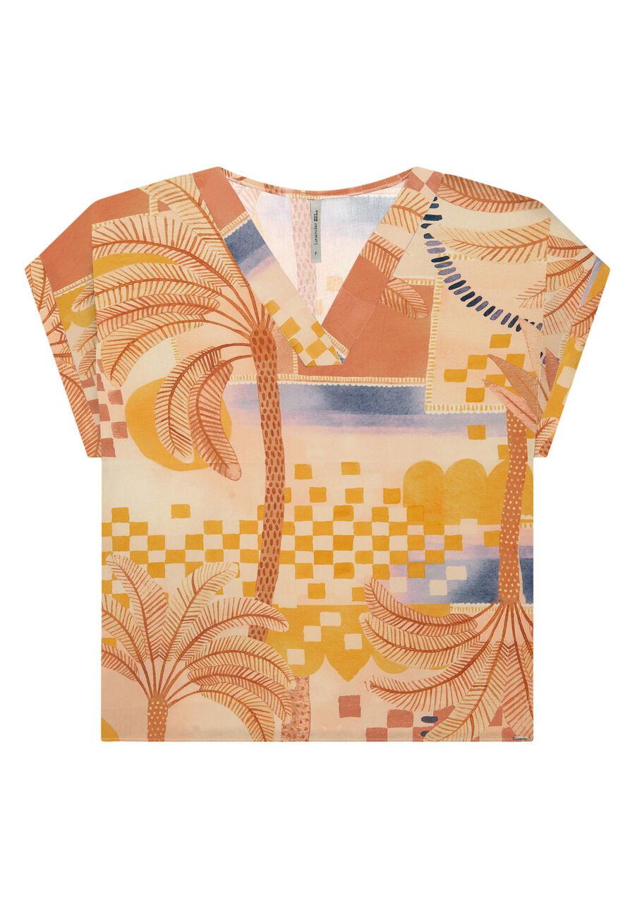 Blusa Plus Size Estampada em Viscose com Decote V, . Blusa Plus Size Estampada em Viscose com Decote V, , large.