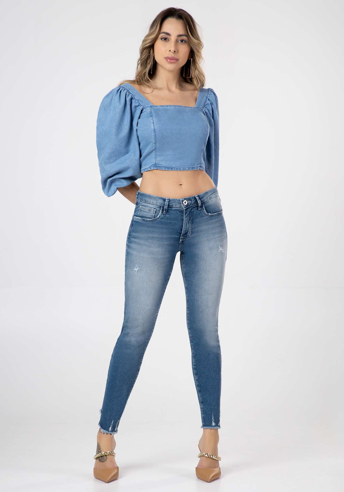 Calça jeans com cropped sales