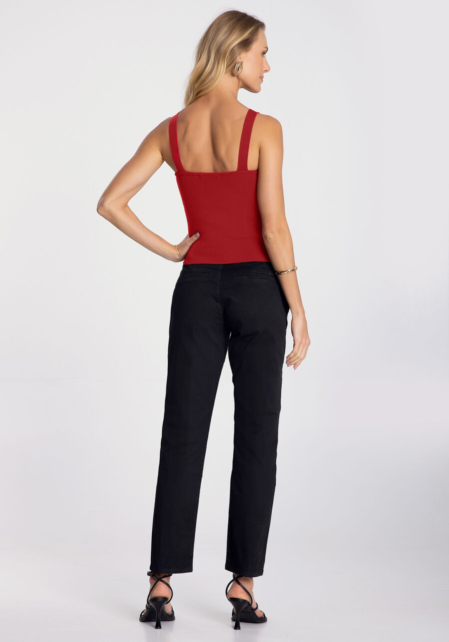 Blusa Cropped em Tricô com Decote Quadrado, VERMELHO POMME. Blusa Cropped em Tricô com Decote Quadrado, VERMELHO POMME, large.