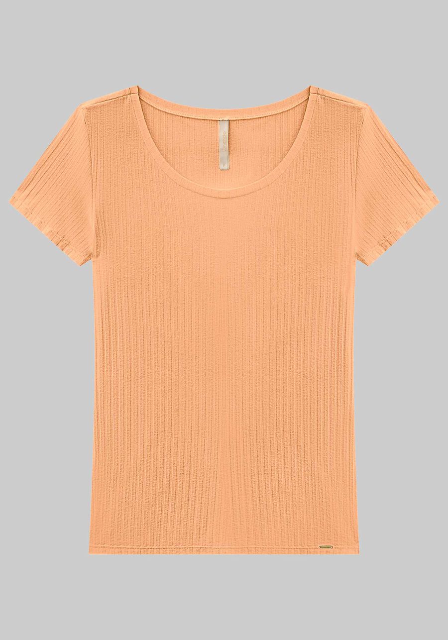 Blusa Em Malha Canelada Com Mangas Curtas E Decote Redondo, . Blusa Em Malha Canelada Com Mangas Curtas E Decote Redondo, , large.