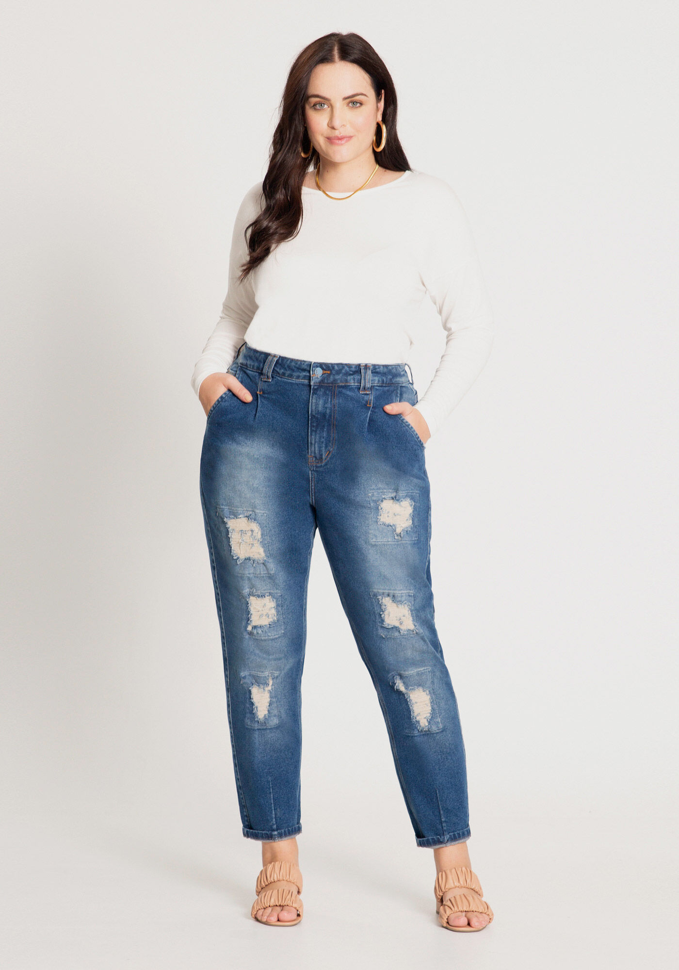 Calça jeans com hotsell elastano plus size