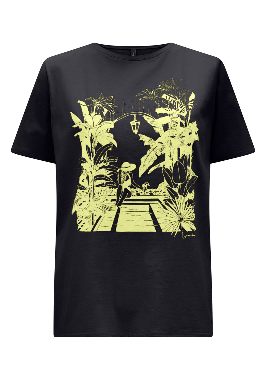 Blusa T-shirt De Mangas Curtas Em Malha Penteada Com Estampa, . Blusa T-shirt De Mangas Curtas Em Malha Penteada Com Estampa, , large.