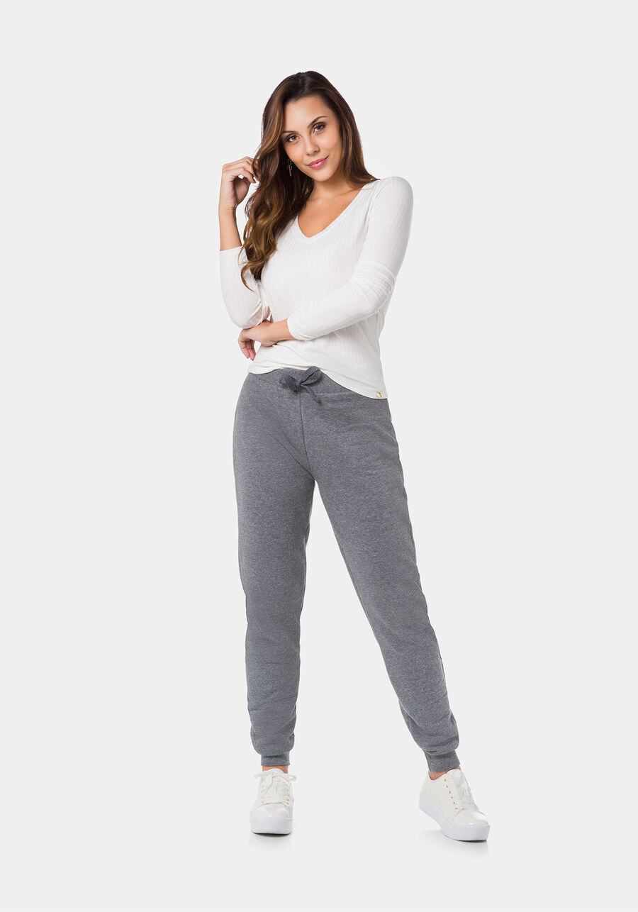 Calça Jogging Com Cadarço Em Malha De Moletom Felpado, . Calça Jogging Com Cadarço Em Malha De Moletom Felpado, , large.