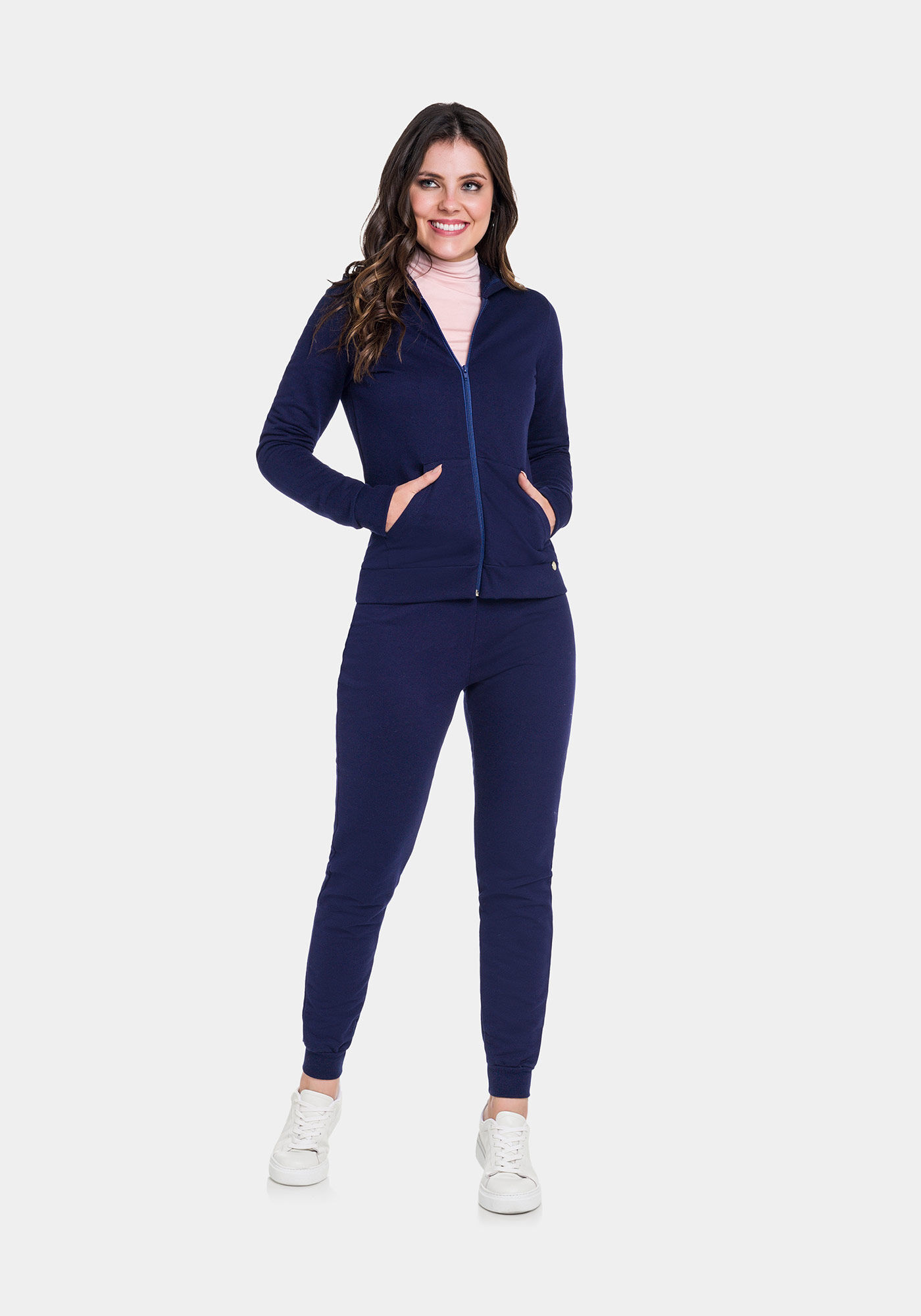 Cal&ccedil;a Jogging Com Cadar&ccedil;o Em Malha De Moletom Felpado, MARINHO ACTION, large.