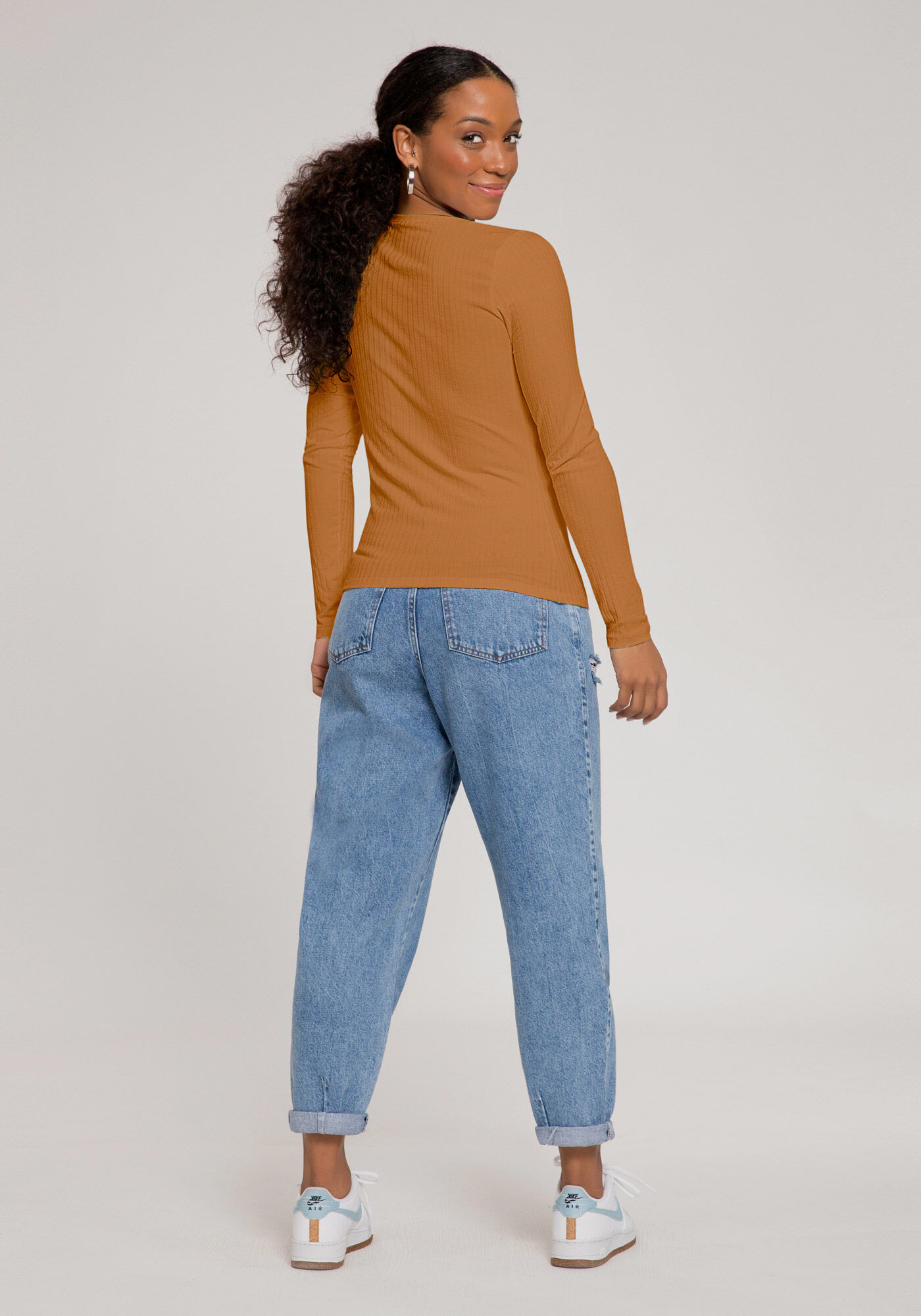 Blusa B&aacute;sica Canelada Manga Longa, , large.