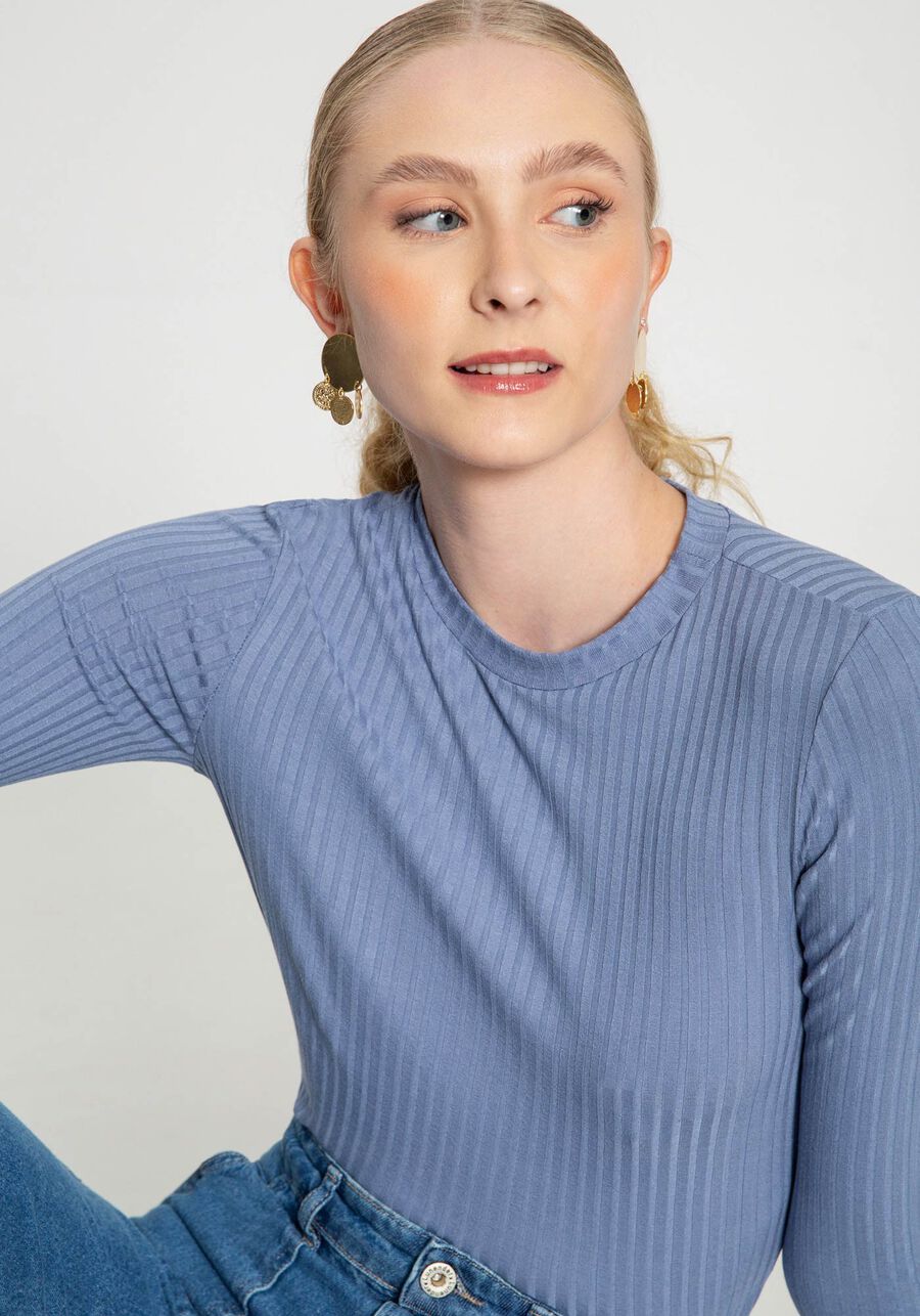 Blusa Manga Longa Canelada Básica com Gola, . Blusa Manga Longa Canelada Básica com Gola, , large.