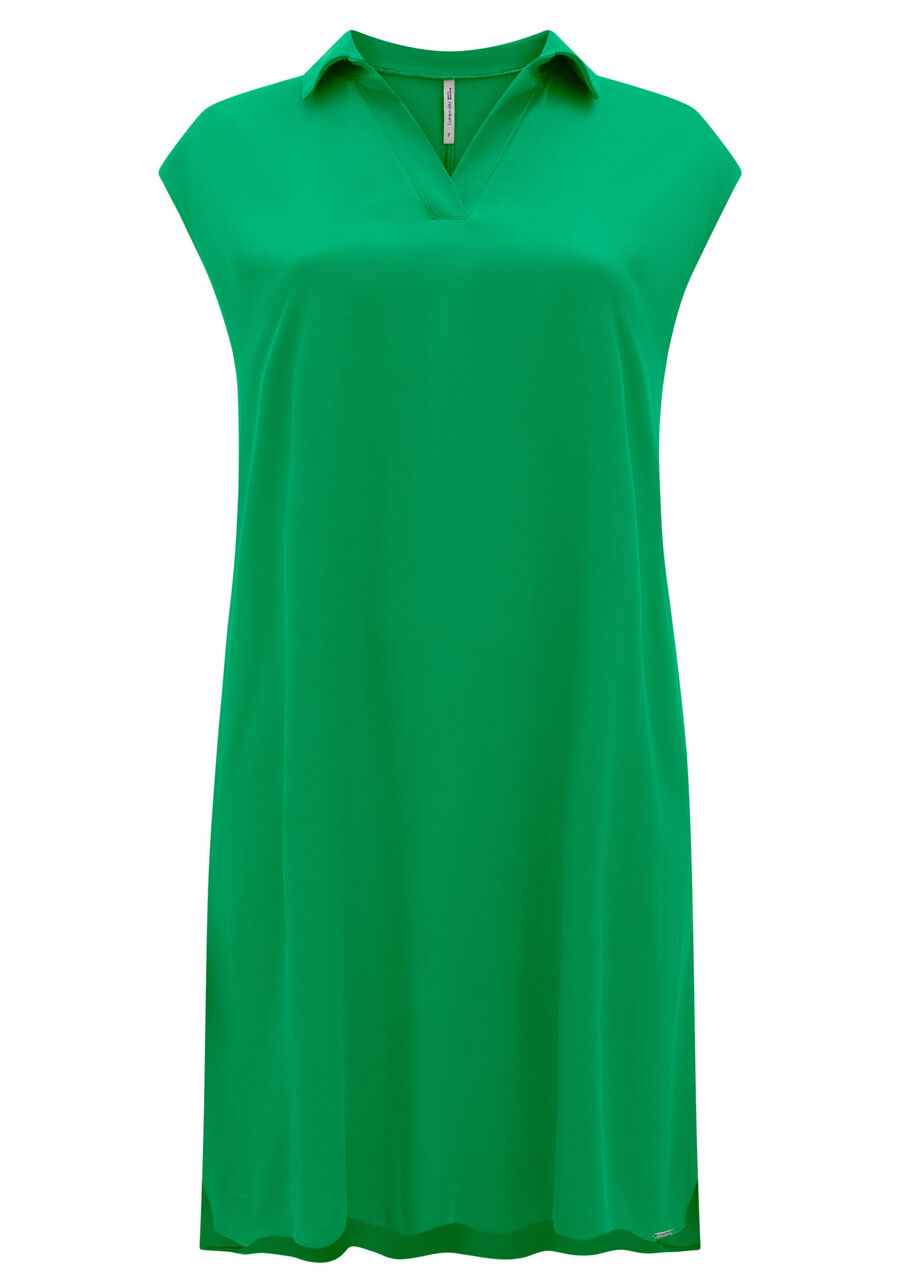 Vestido Curto Com Decote V E Gola Camisa Em Viscose, . Vestido Curto Com Decote V E Gola Camisa Em Viscose, , large.