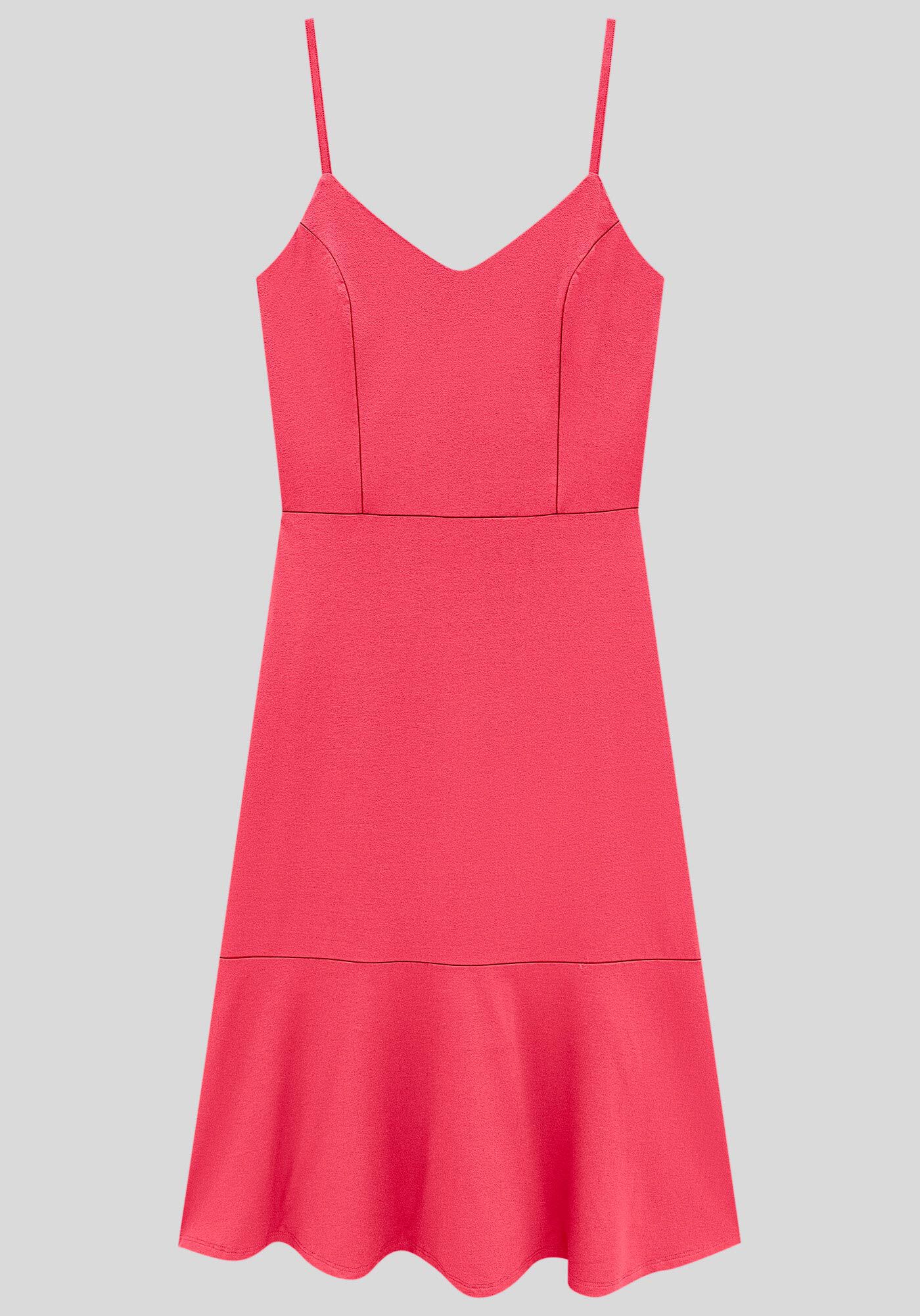 Vestido de crepe com babado na barra hotsell