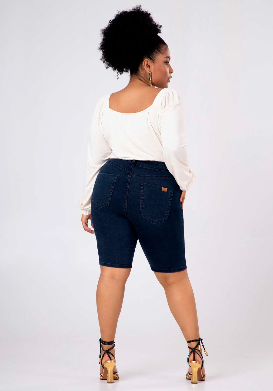 Bermuda Jeans Ciclista Fit For Me Plus Size, JEANS ESCURO, large.