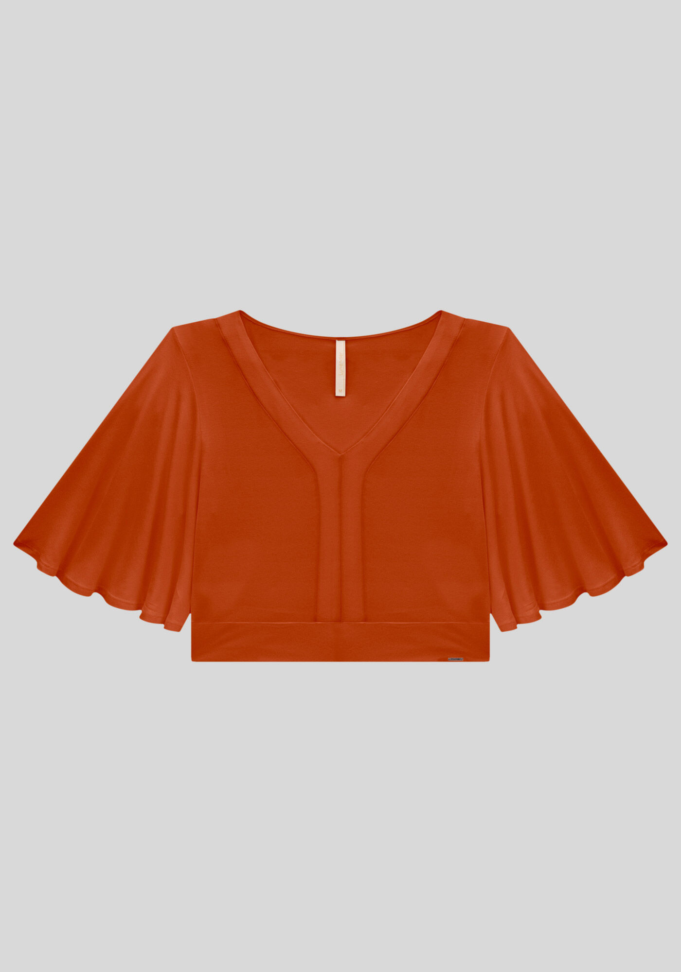 Blusa Cropped em Malha Viscose com Manga Flare, , large.