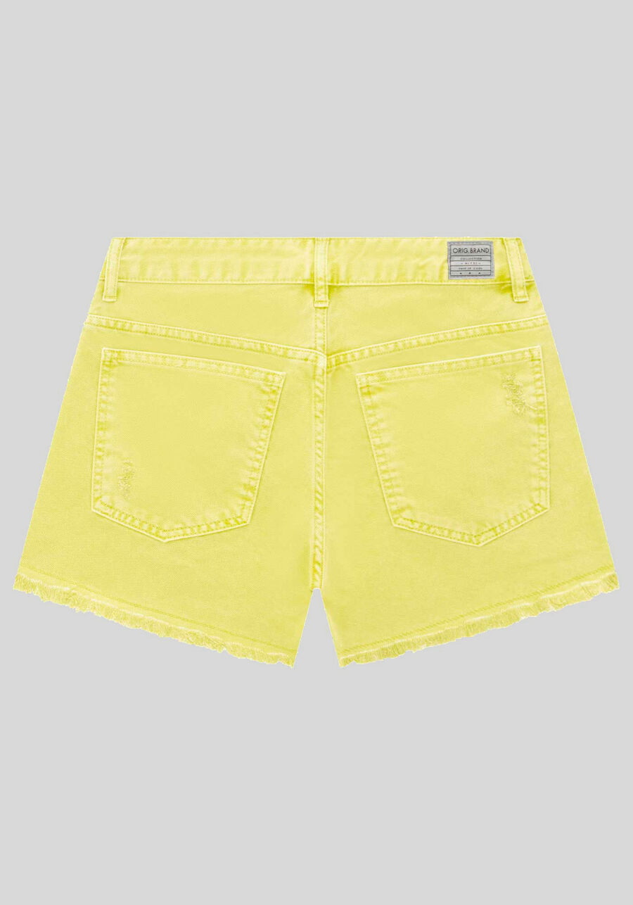 Shorts Sarja Juvenil Cintura Média Estonado, AMARELO VERSO. Shorts Sarja Juvenil Cintura Média Estonado, AMARELO VERSO, large.