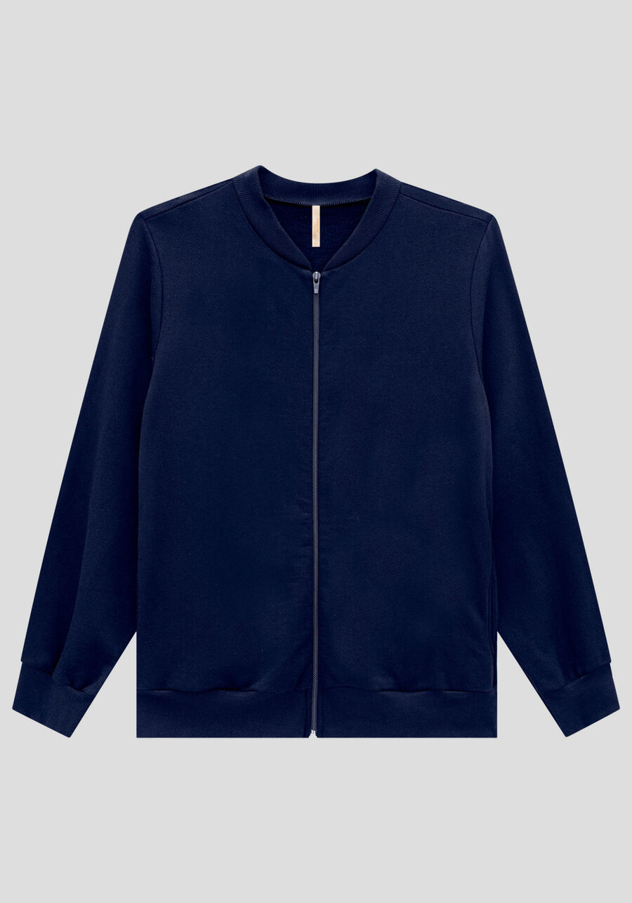 Jaqueta Plus Size Em Moletom Felpado De Algodão Com Zíper, . Jaqueta Plus Size Em Moletom Felpado De Algodão Com Zíper, , large.