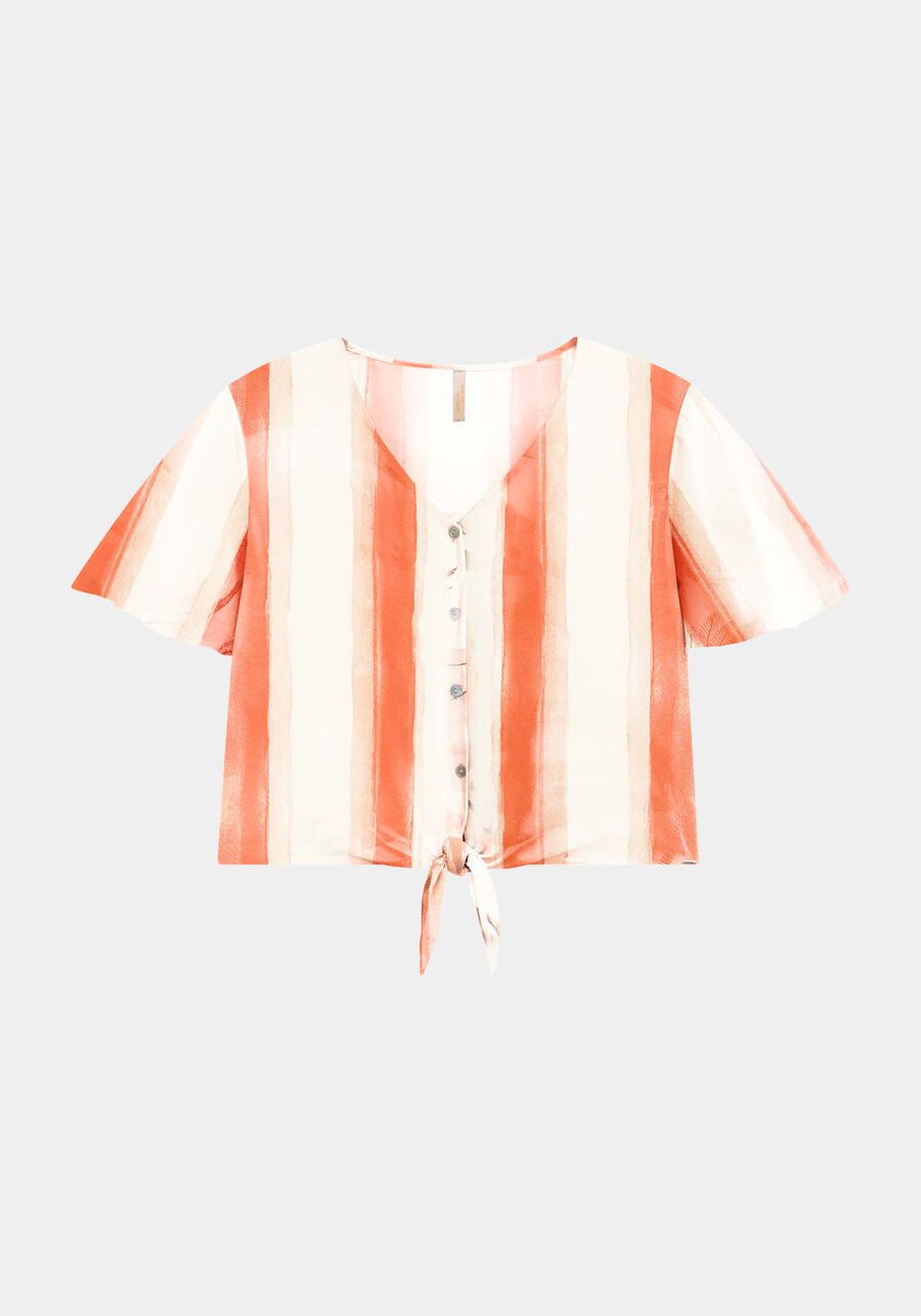 Camisa Estampada com Amarração Plus Size, . Camisa Estampada com Amarração Plus Size, , large.