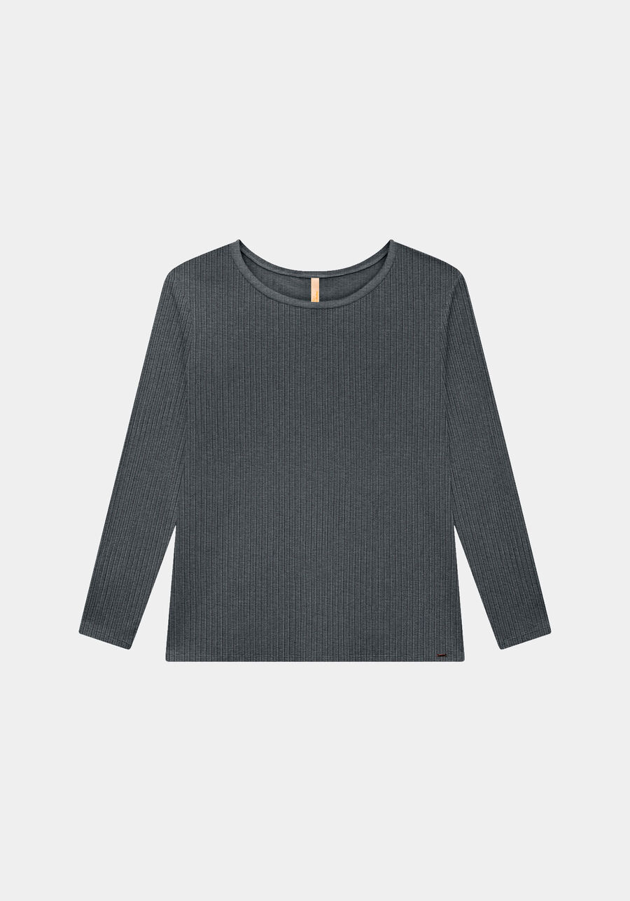 Blusa Básica De Mangas Longas Plus Size Em Malha Canelada, . Blusa Básica De Mangas Longas Plus Size Em Malha Canelada, , large.