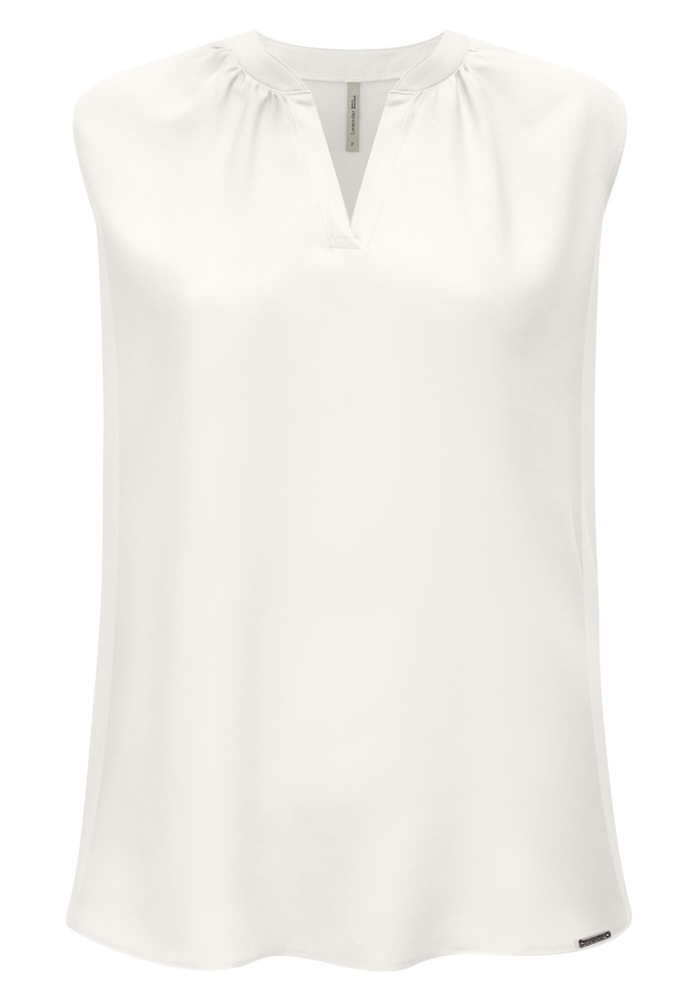 Blusa Com Decote Em V E Gola Drapeada Em Viscose Respons&aacute;vel, , large.