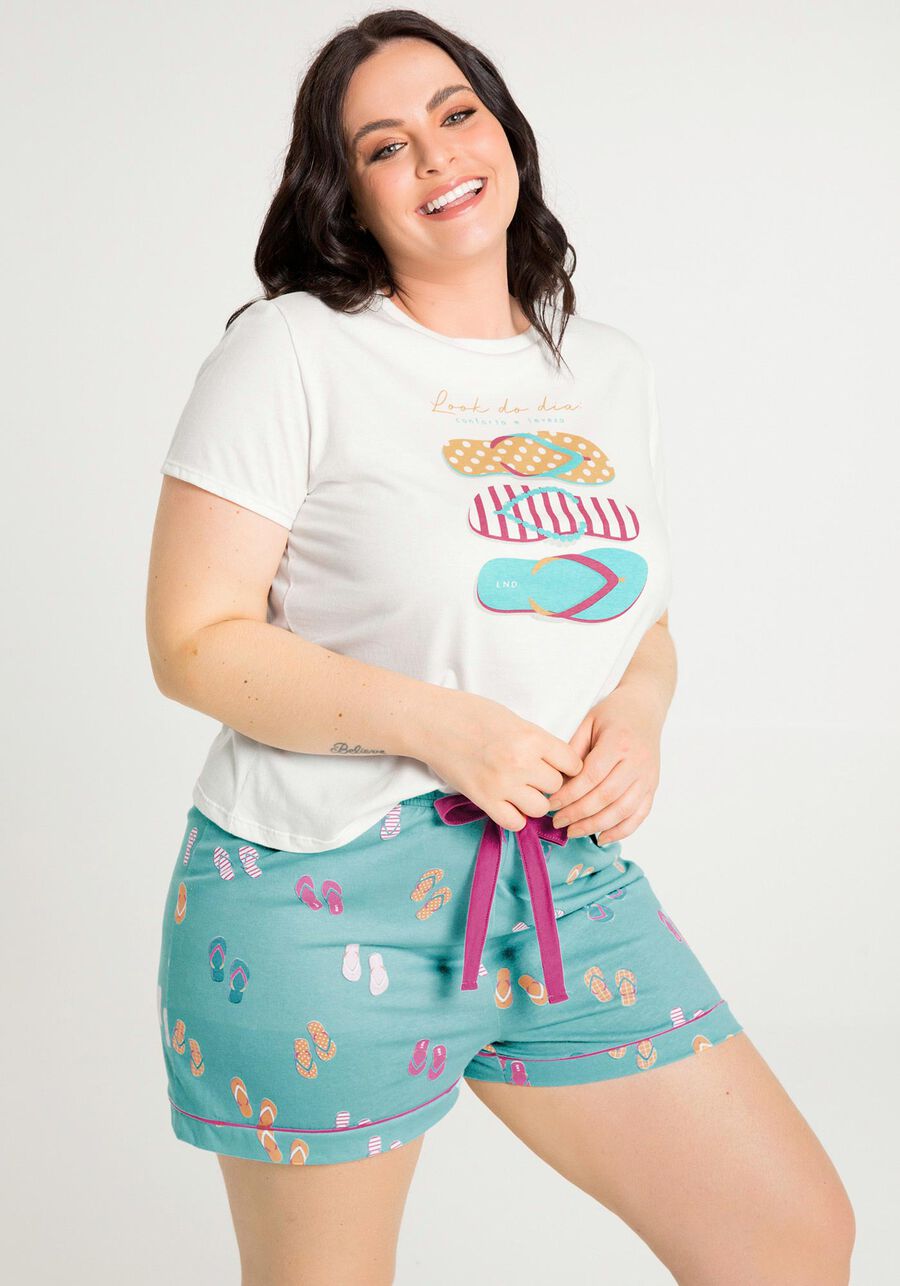 Pijama Curto Plus Size em Malha Estampado, . Pijama Curto Plus Size em Malha Estampado, , large.