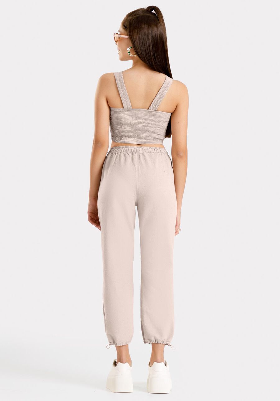 Calça Sarja Parachute Juvenil Sustentável com Regulador, BEGE WOOL. Calça Sarja Parachute Juvenil Sustentável com Regulador, BEGE WOOL, large.