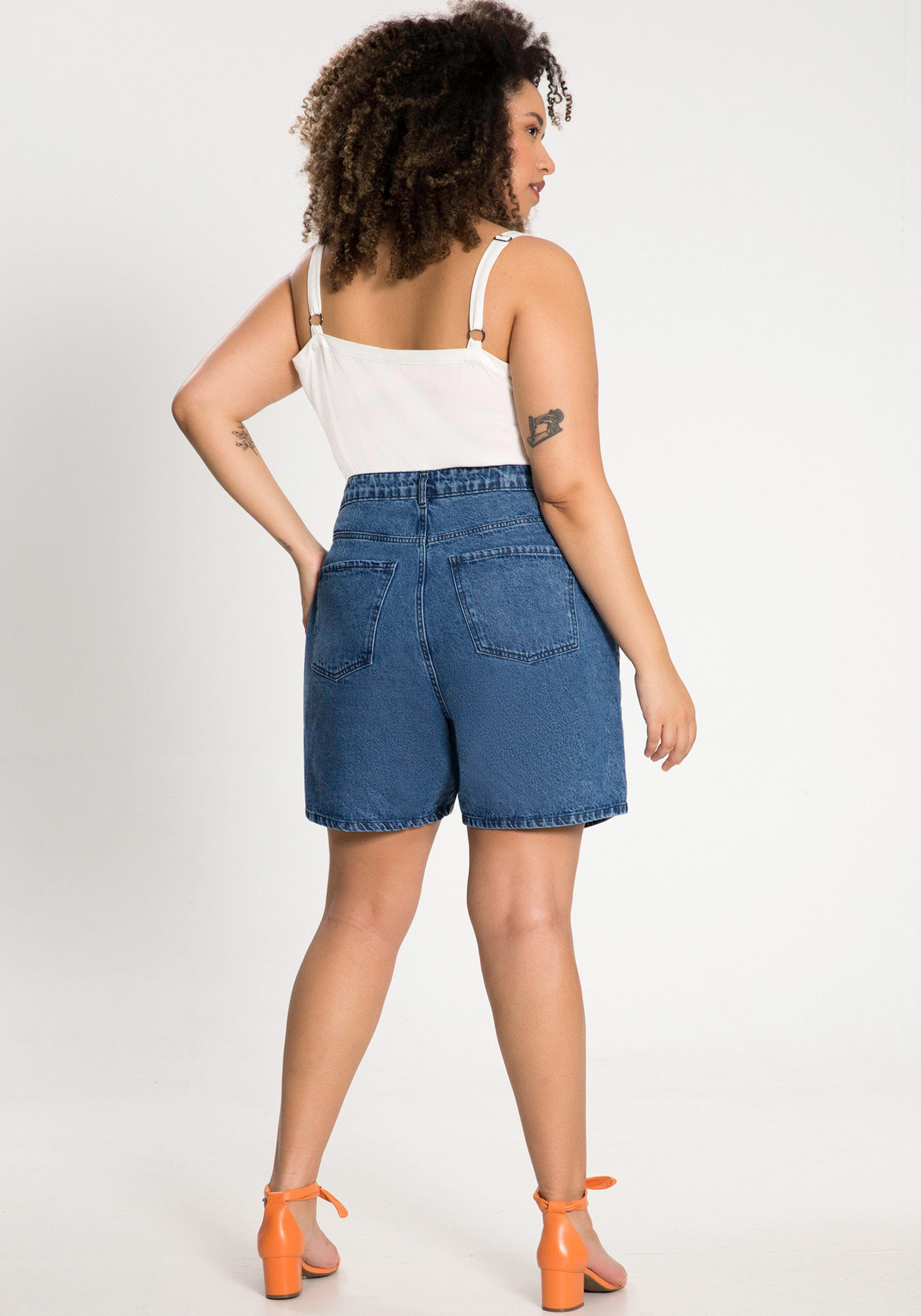 Shorts jeans plus size cintura alta clearance