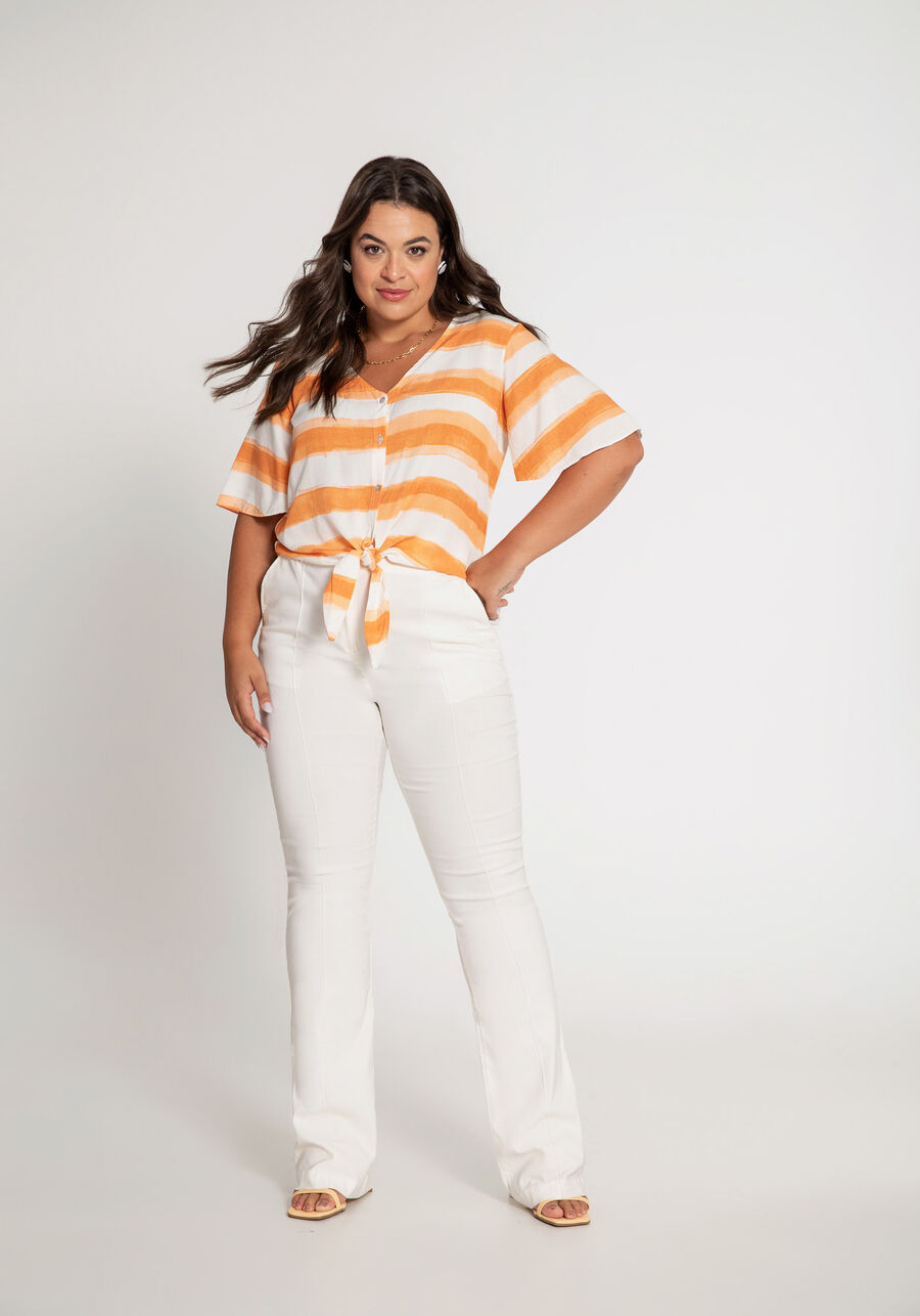 Camisa Estampada com Amarração Plus Size, . Camisa Estampada com Amarração Plus Size, , large.