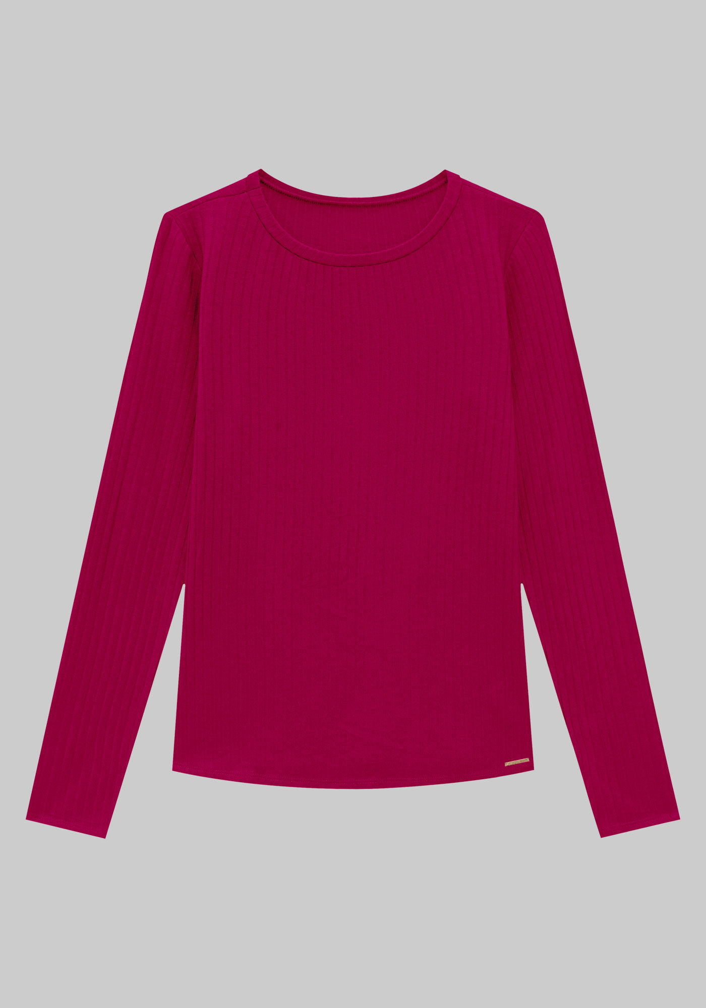 Blusa B&aacute;sica Canelada Manga Longa, , large.