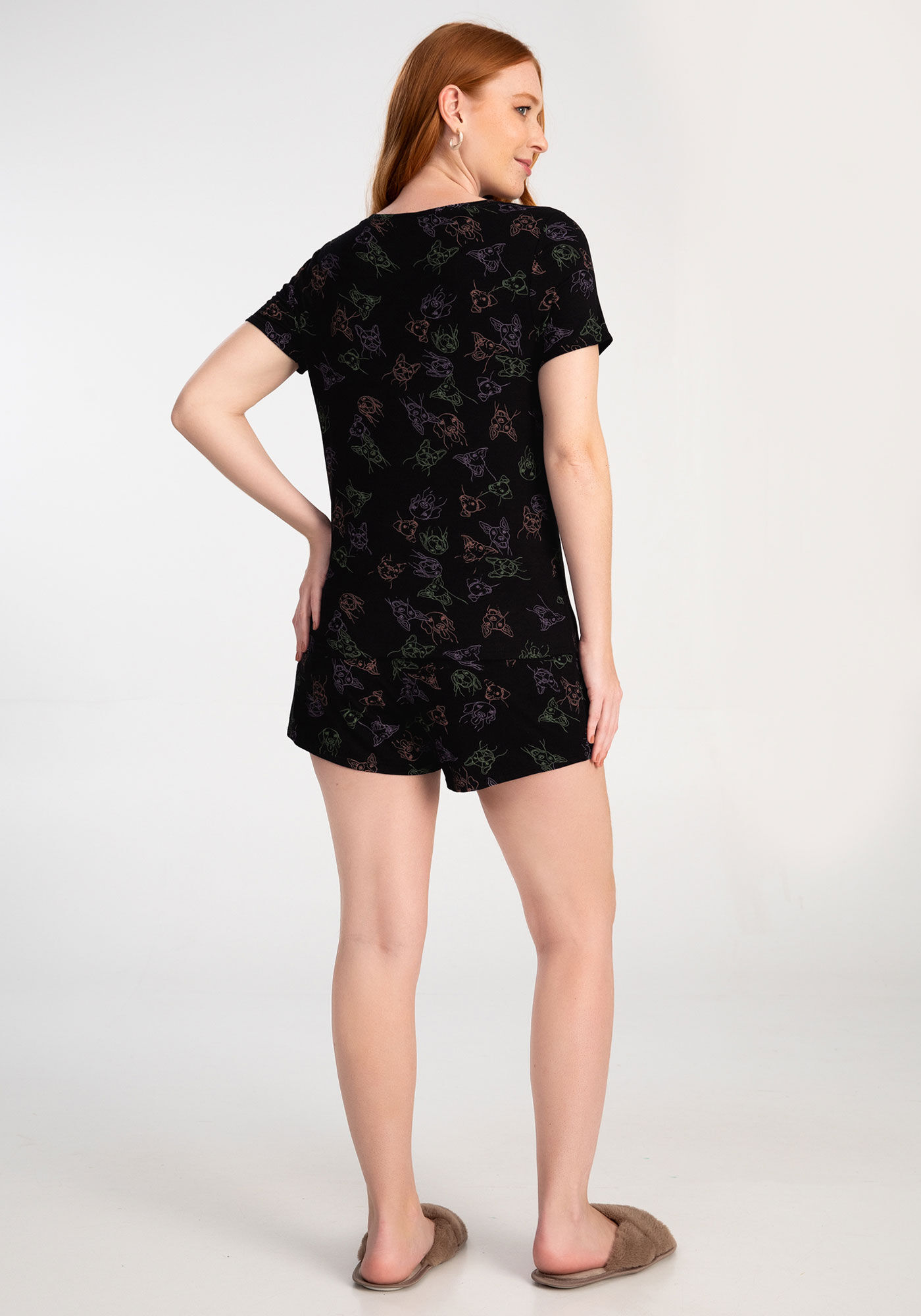 Pijama Curto em Malha Viscose Estampado, , large.