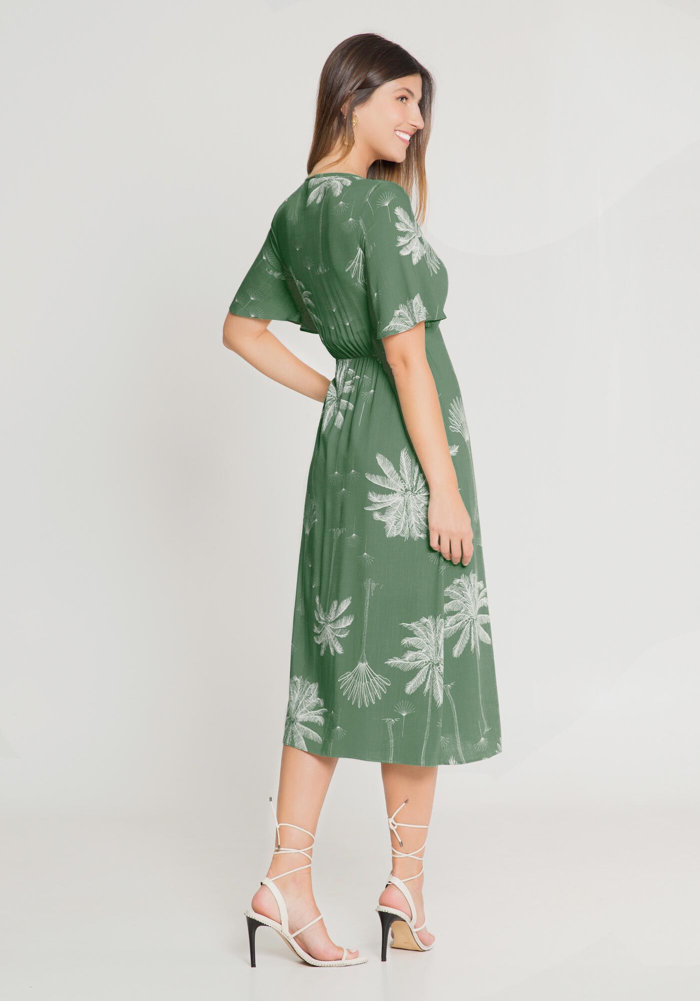 Vestido de sale viscose estampado midi