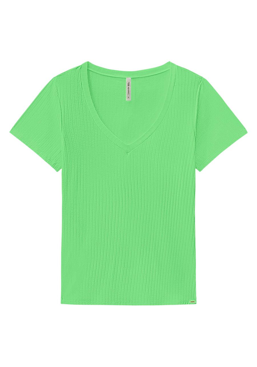 Blusa Básica Em Malha Canelada Com Mangas Curtas E Decote V, . Blusa Básica Em Malha Canelada Com Mangas Curtas E Decote V, , large.