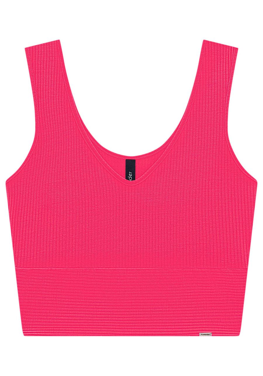 Blusa Cropped De Alças Com Decote V Em Malha Canelada, . Blusa Cropped De Alças Com Decote V Em Malha Canelada, , large.