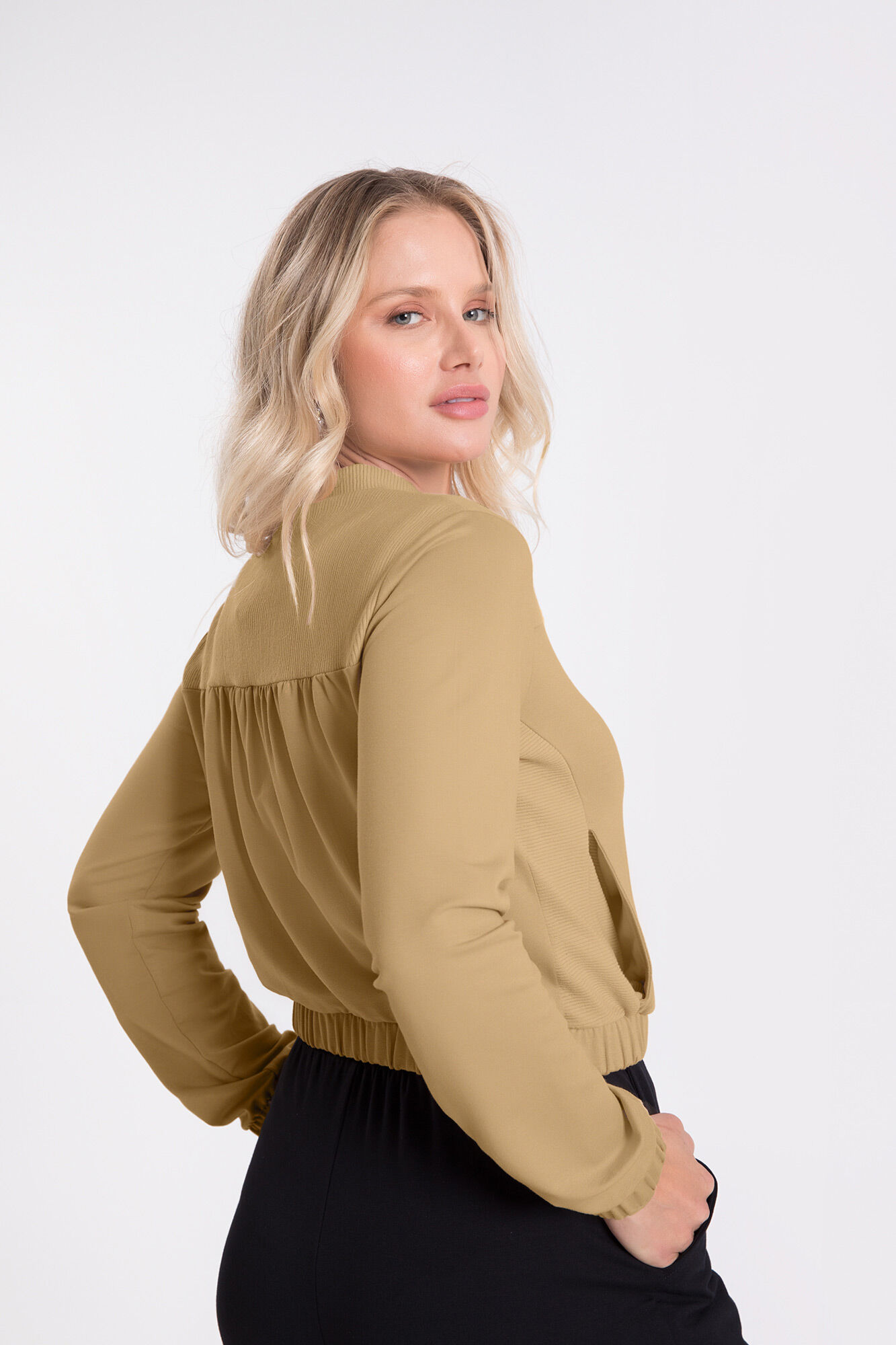 Jaqueta bomber bege sales