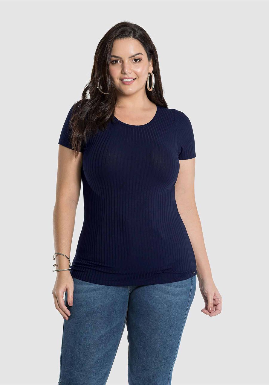 Blusa De Mangas Curtas Em Malha Canelada De Viscose, . Blusa De Mangas Curtas Em Malha Canelada De Viscose, , large.