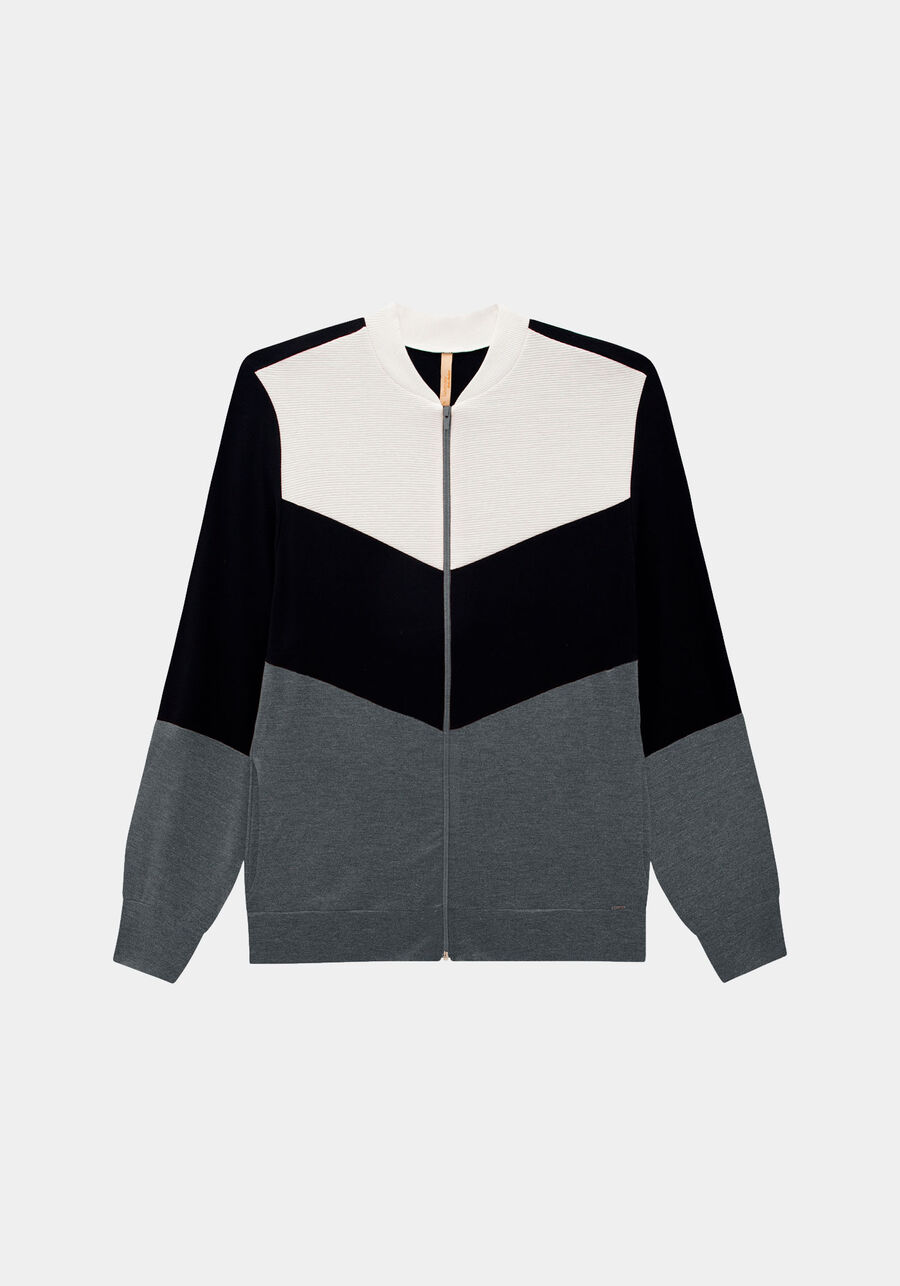 Jaqueta em Moletom com Recortes Plus Size, . Jaqueta em Moletom com Recortes Plus Size, , large.