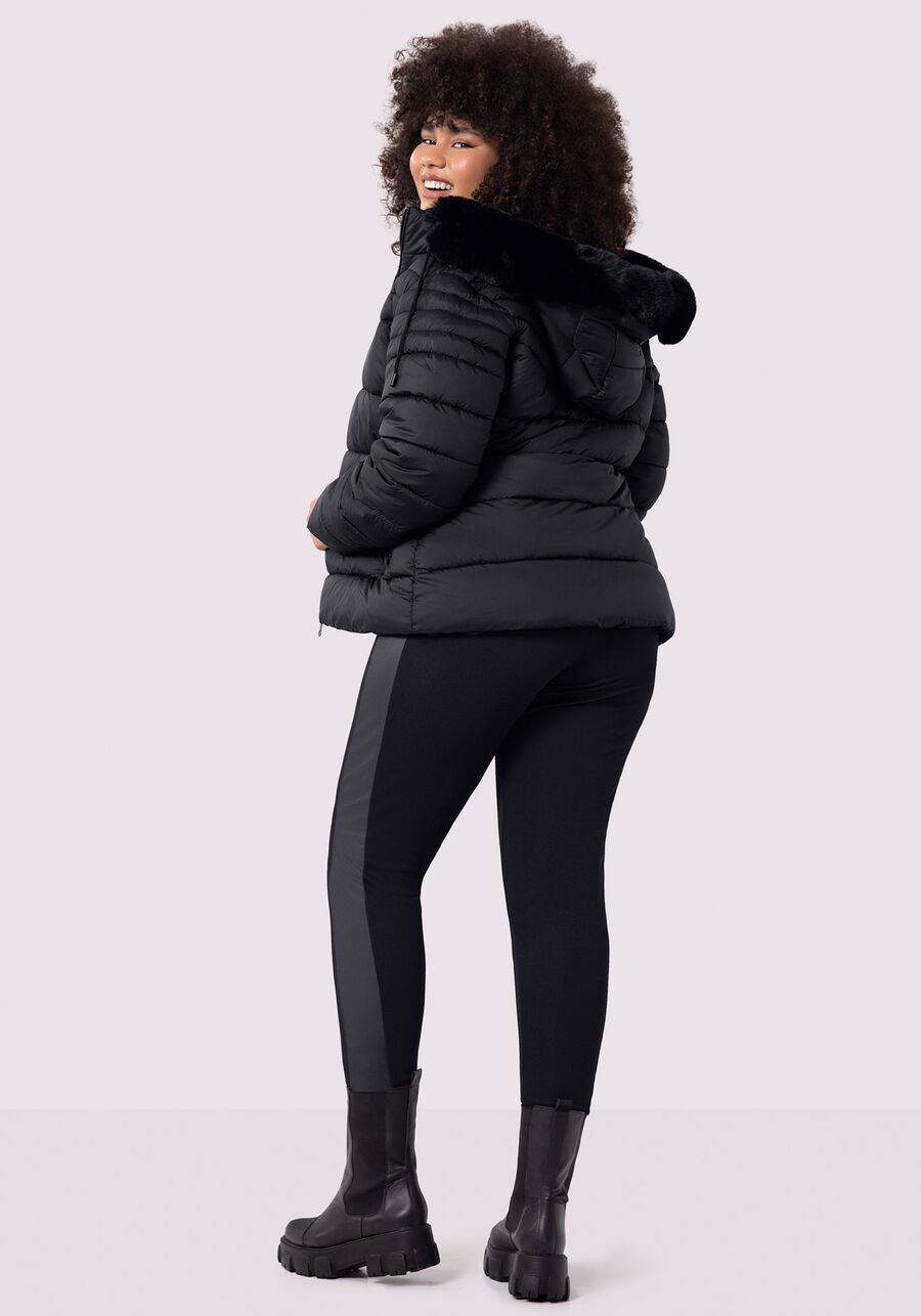 Calça Legging com Recorte Lateral Cirrê, PRETO REATIVO. Calça Legging com Recorte Lateral Cirrê, PRETO REATIVO, large.