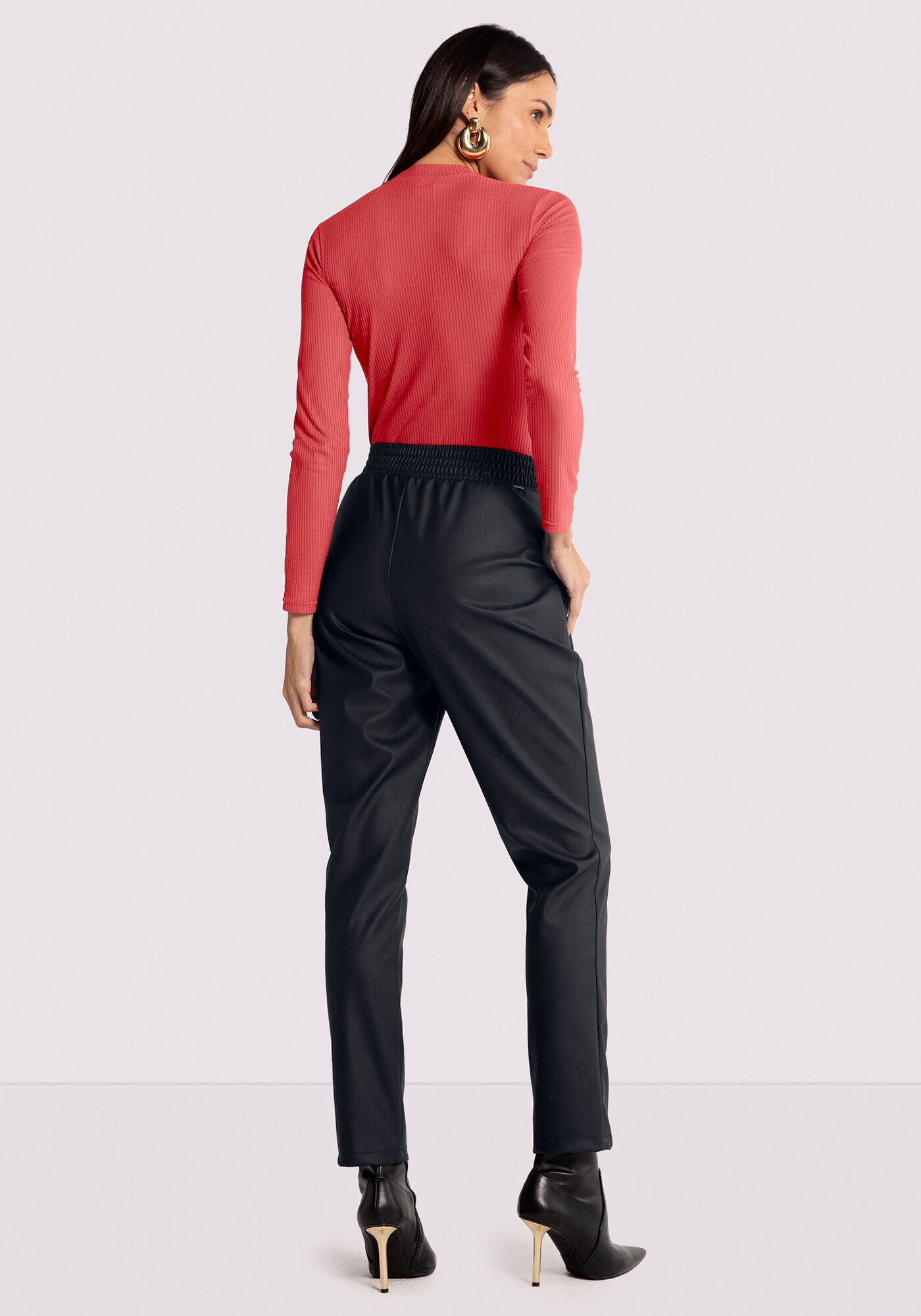 Cal&ccedil;a Comfort em PU com Cintura Alta, , large.