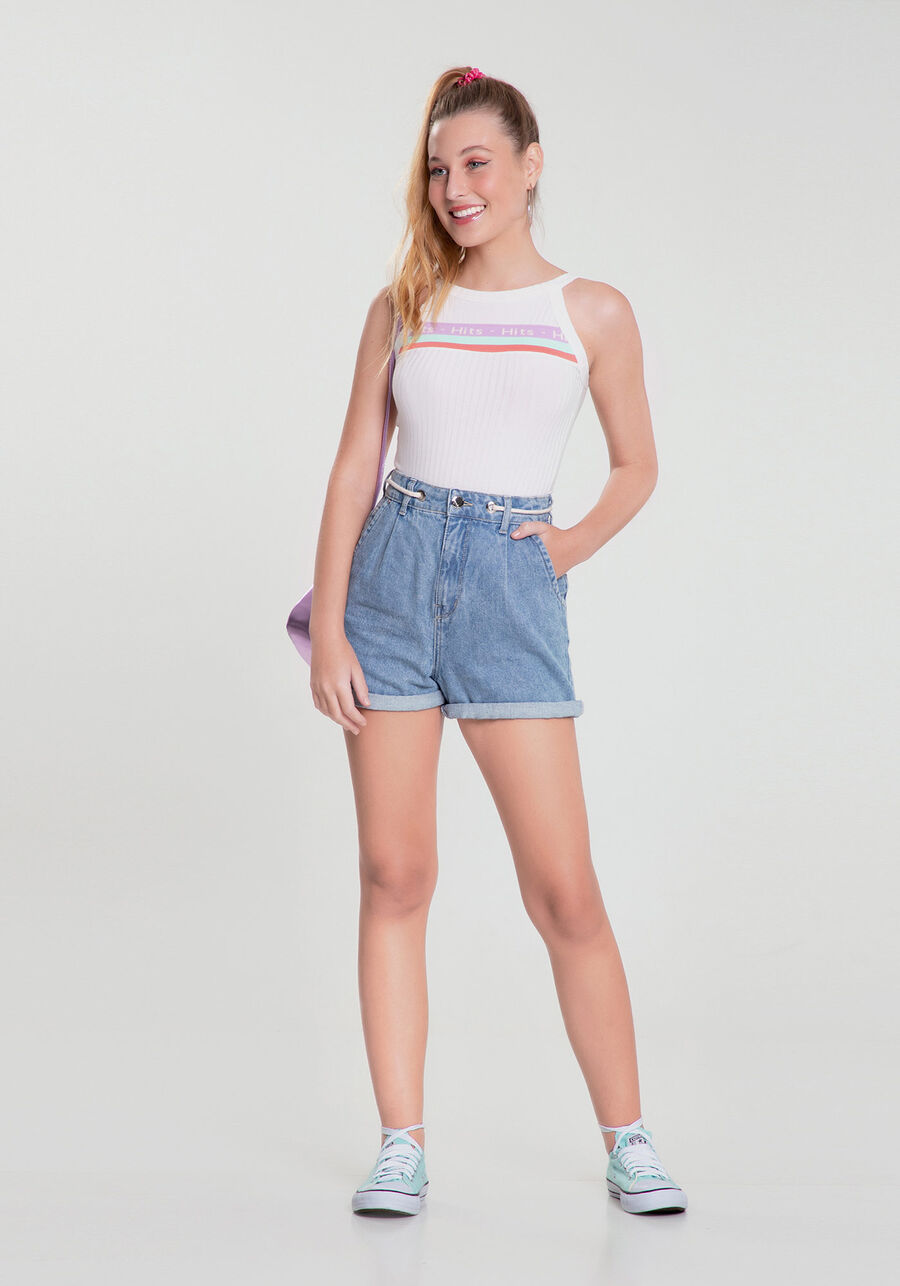 Body com Detalhe Retilínea Malha Canelado, BRANCO OFF WHITE. Body com Detalhe Retilínea Malha Canelado, BRANCO OFF WHITE, large.