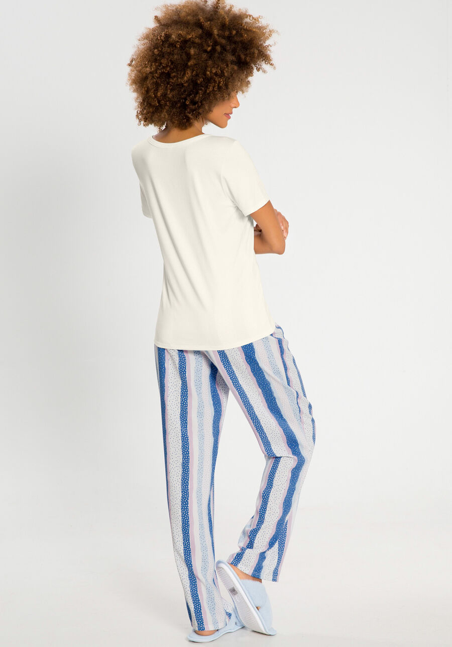 Pijama Estampado com T-shirt e Calça Viscose, . Pijama Estampado com T-shirt e Calça Viscose, , large.