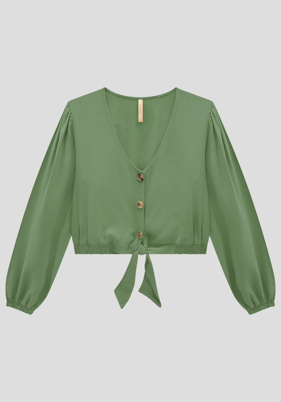 Camisa Cropped em Viscose com Laço, . Camisa Cropped em Viscose com Laço, , large.