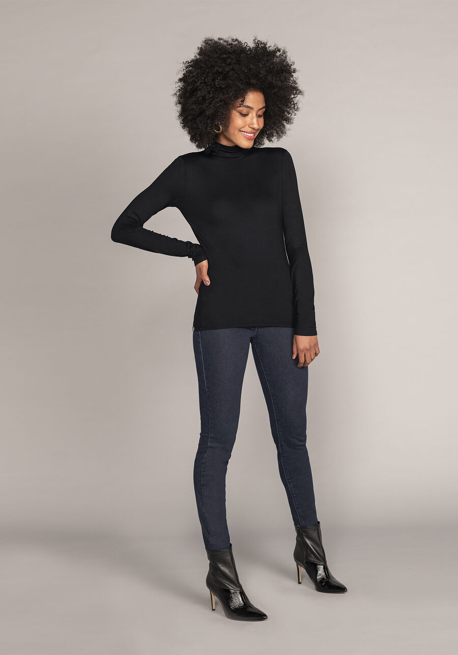 Blusa Básica Com Mangas Longas E Gola Alta Em Malha, . Blusa Básica Com Mangas Longas E Gola Alta Em Malha, , large.