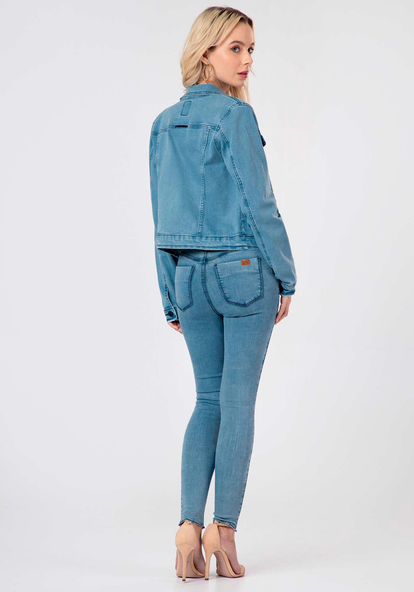 Jaqueta jeans com elastano feminina clearance
