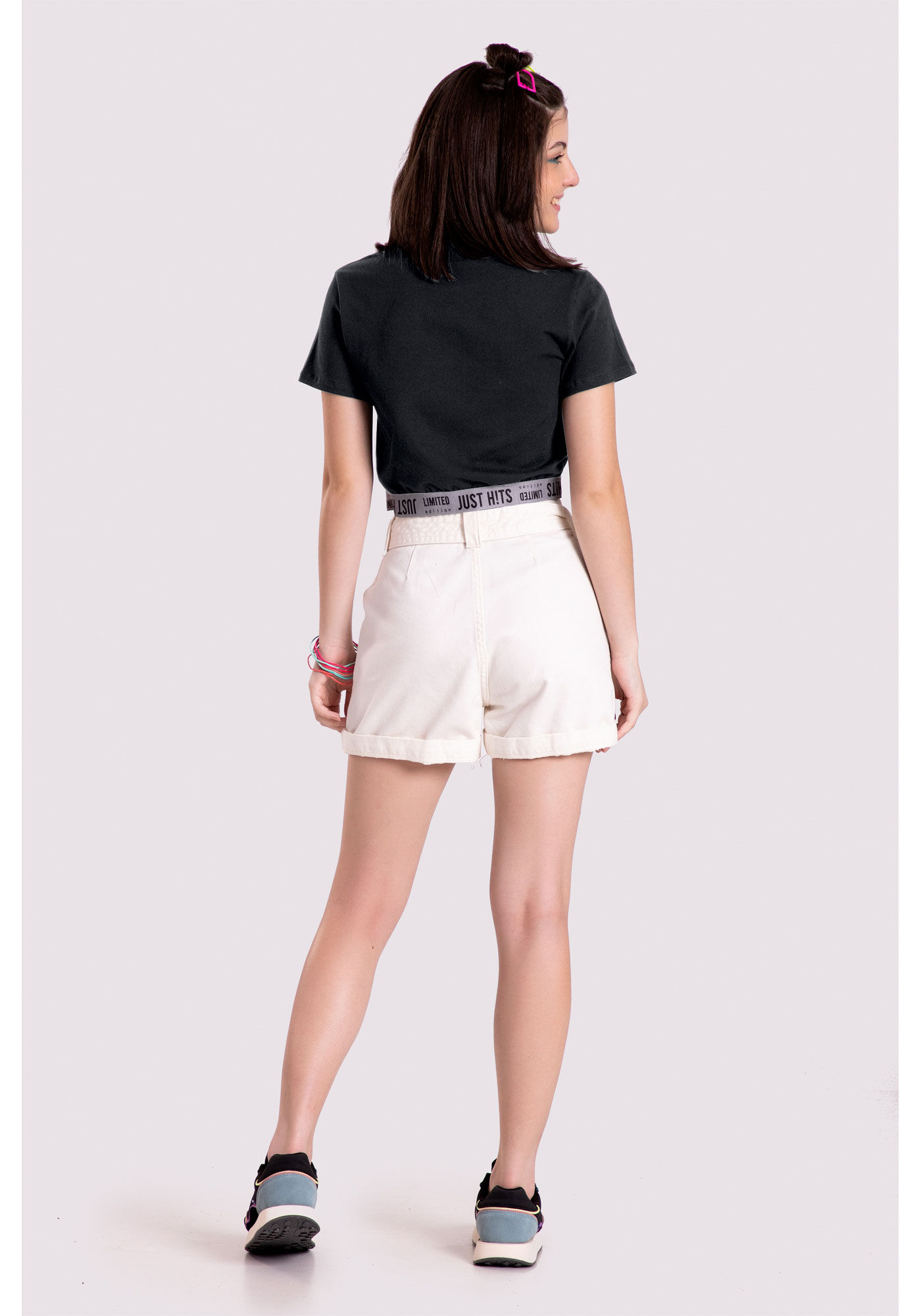 T-shirt Juvenil Cropped em Malha com El&aacute;stico HITS, , large.