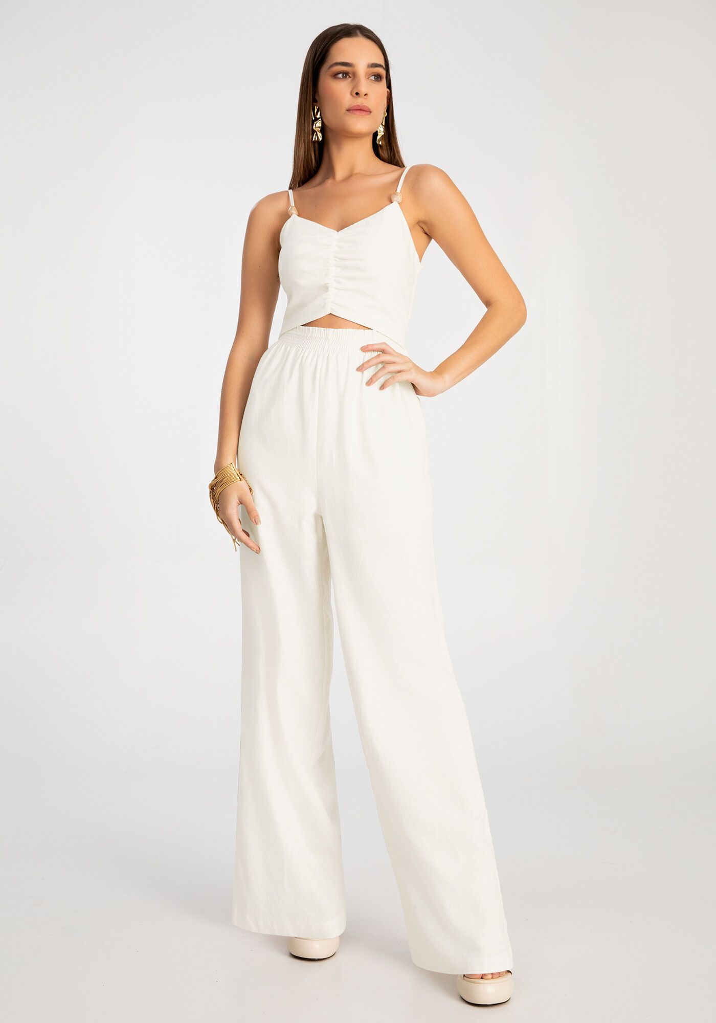 Pantalona de best sale linho branca