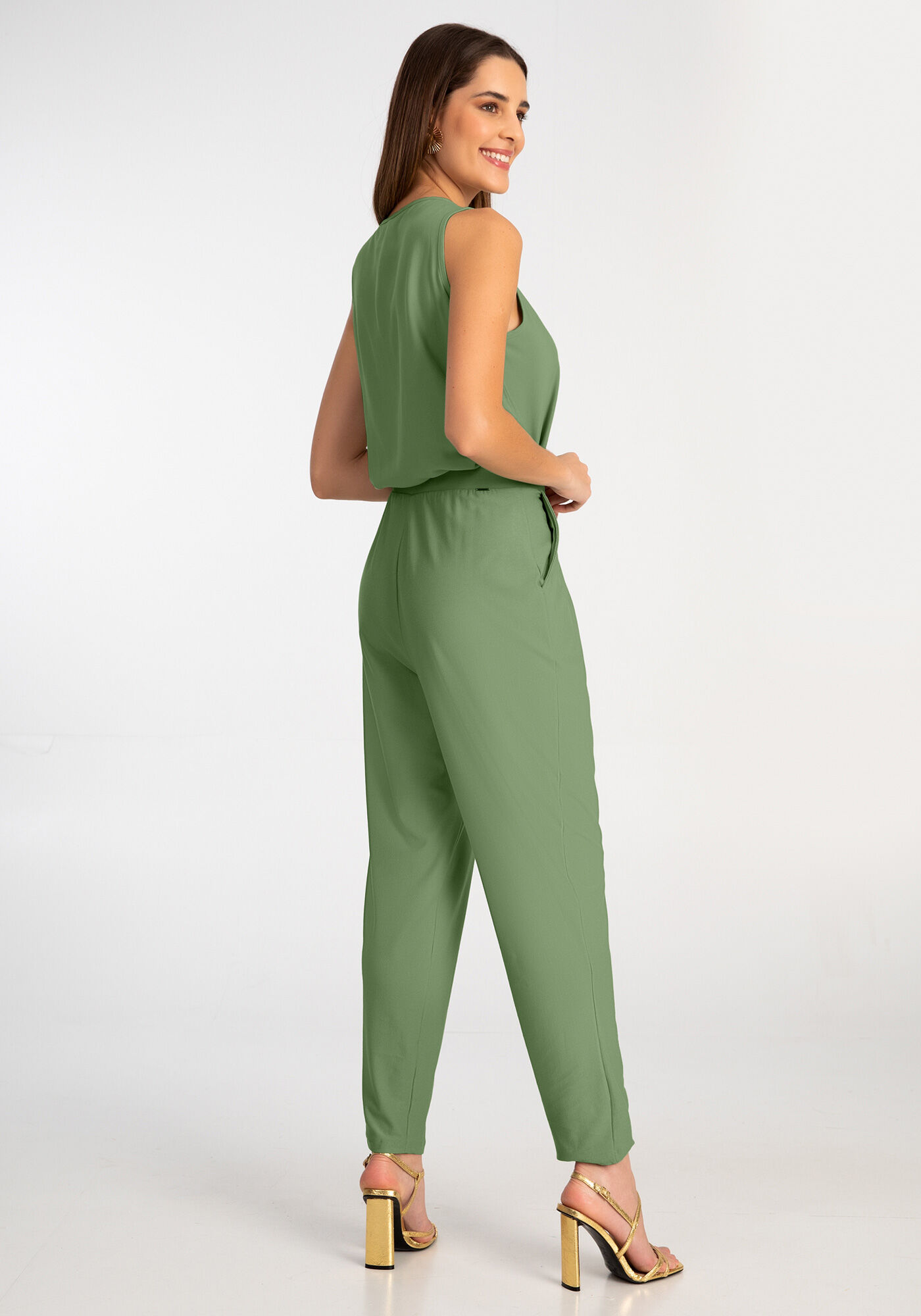 Cal&ccedil;a Alfaiataria com Bolsos e Detalhe C&oacute;s, , large.