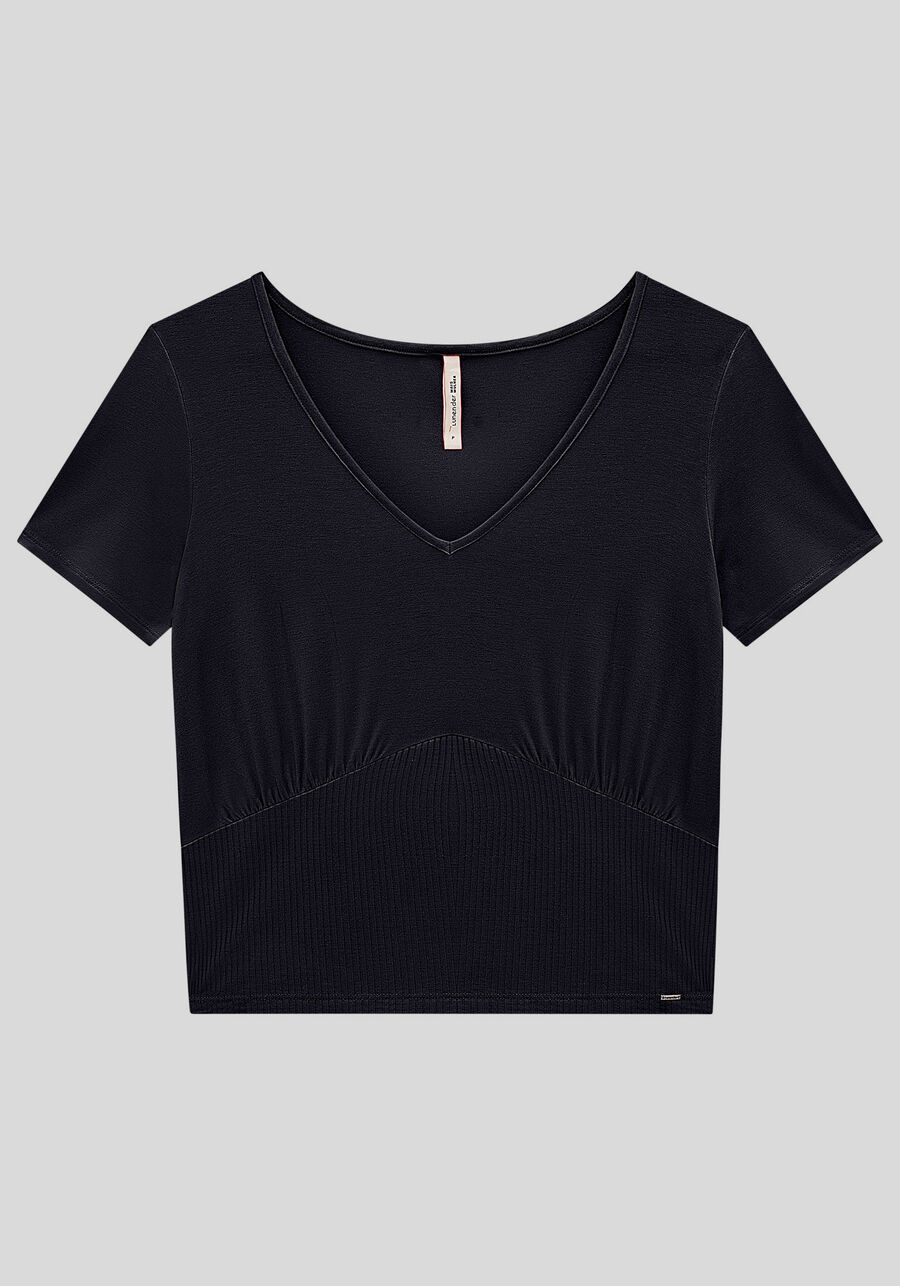 Blusa Cropped Plus Size Canelada com Franzido Busto, . Blusa Cropped Plus Size Canelada com Franzido Busto, , large.