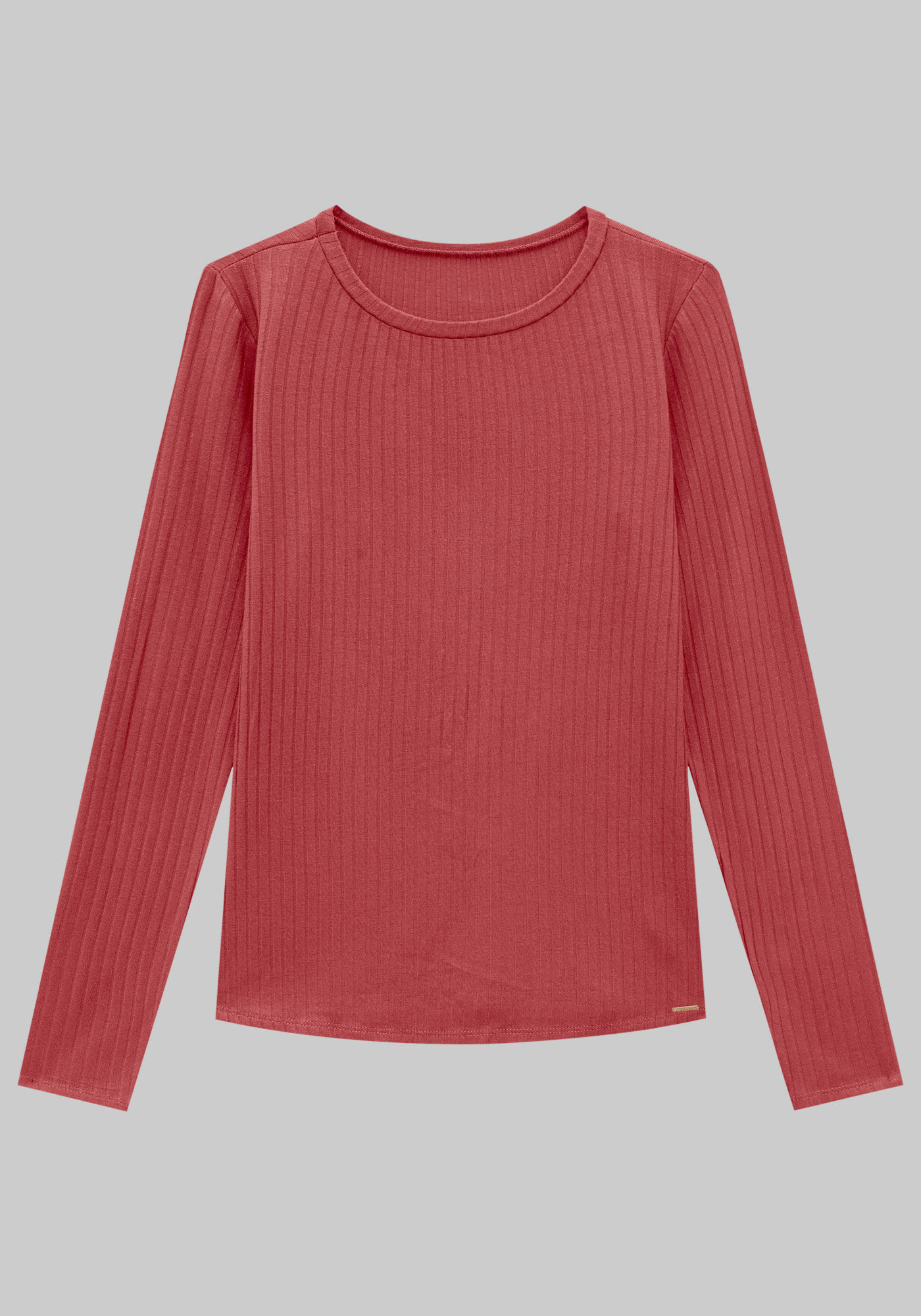 Blusa B&aacute;sica Canelada Manga Longa, , large.
