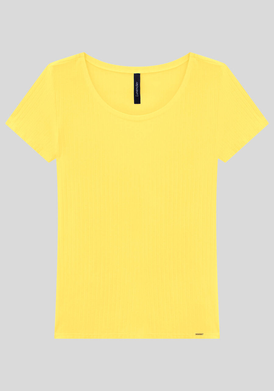 Blusa Em Malha Canelada Com Mangas Curtas E Decote Redondo, . Blusa Em Malha Canelada Com Mangas Curtas E Decote Redondo, , large.