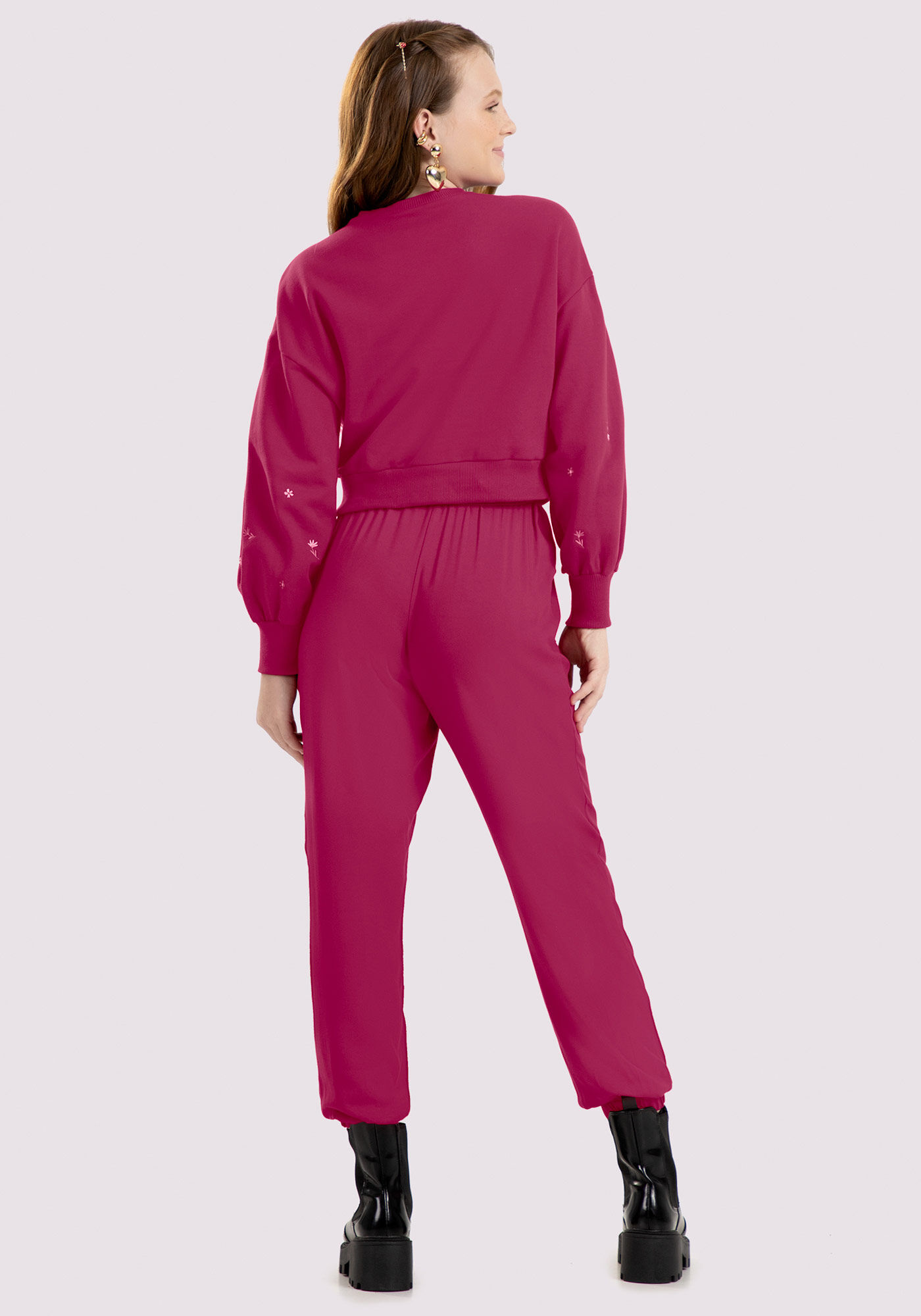 Cal&ccedil;a Jogger Juvenil em Viscose com Bolsos, ROSA DRY ROSE, large.