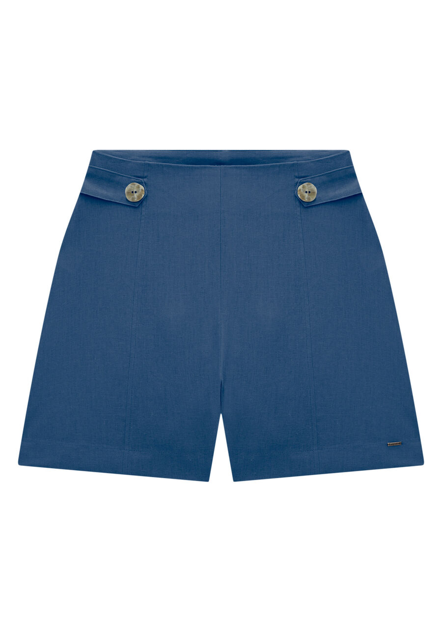 Shorts Plus Size Alfaiataria em Tecido Linho com Decote Cós, MARINHO STELLA. Shorts Plus Size Alfaiataria em Tecido Linho com Decote Cós, MARINHO STELLA, large.