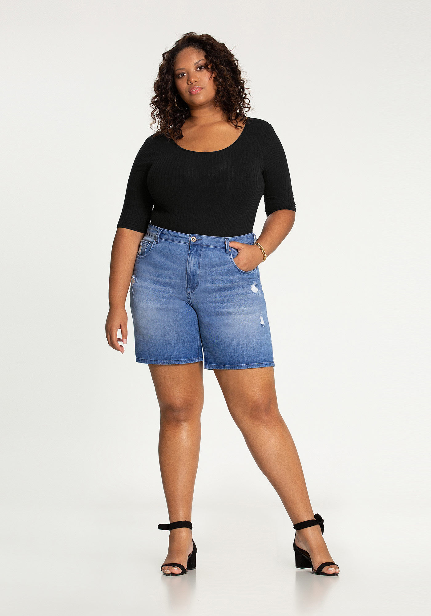 Bermudas jeans shop com elastano